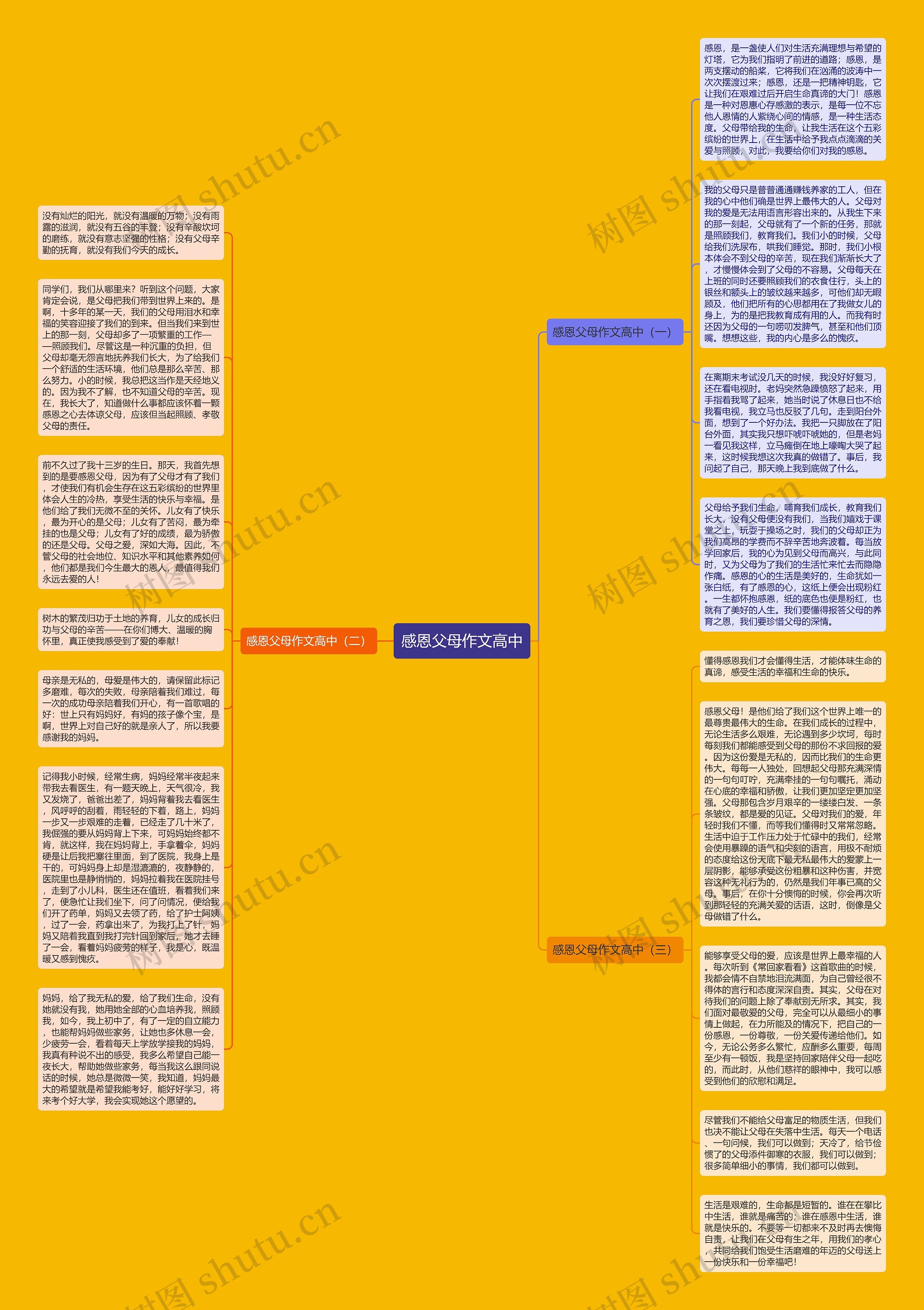 感恩父母作文高中思维导图