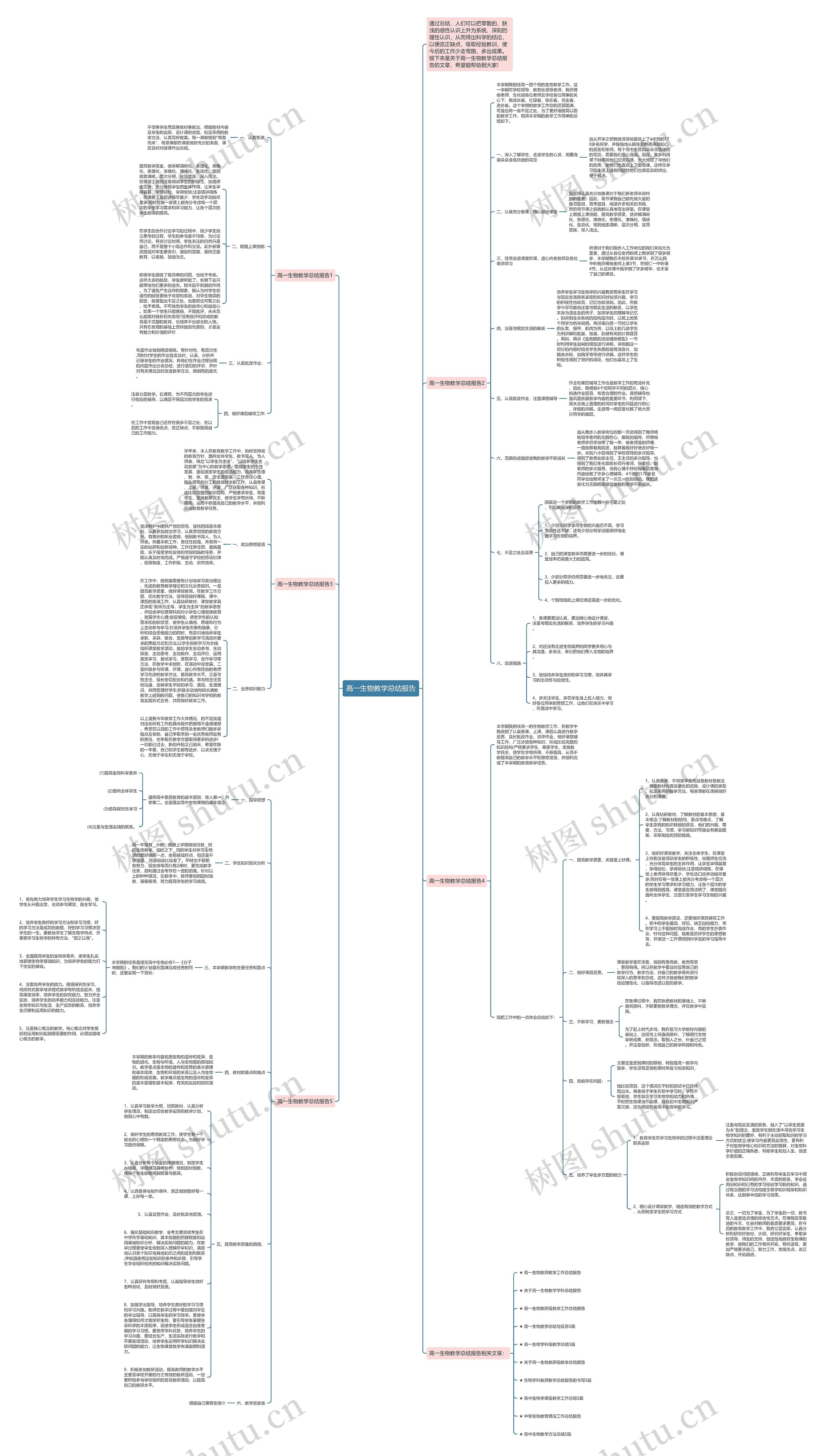 高一生物教学总结报告思维导图
