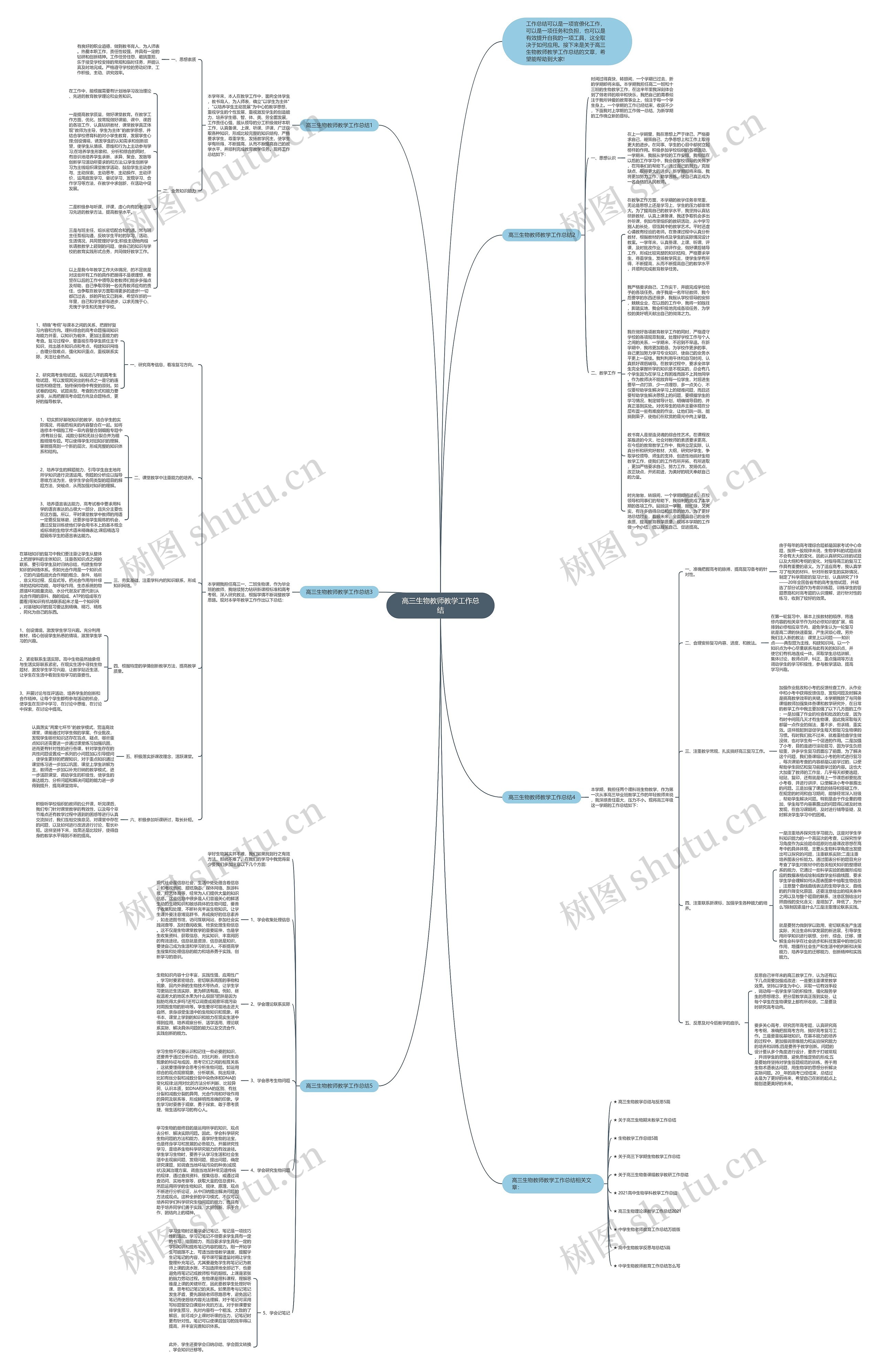 高三生物教师教学工作总结思维导图
