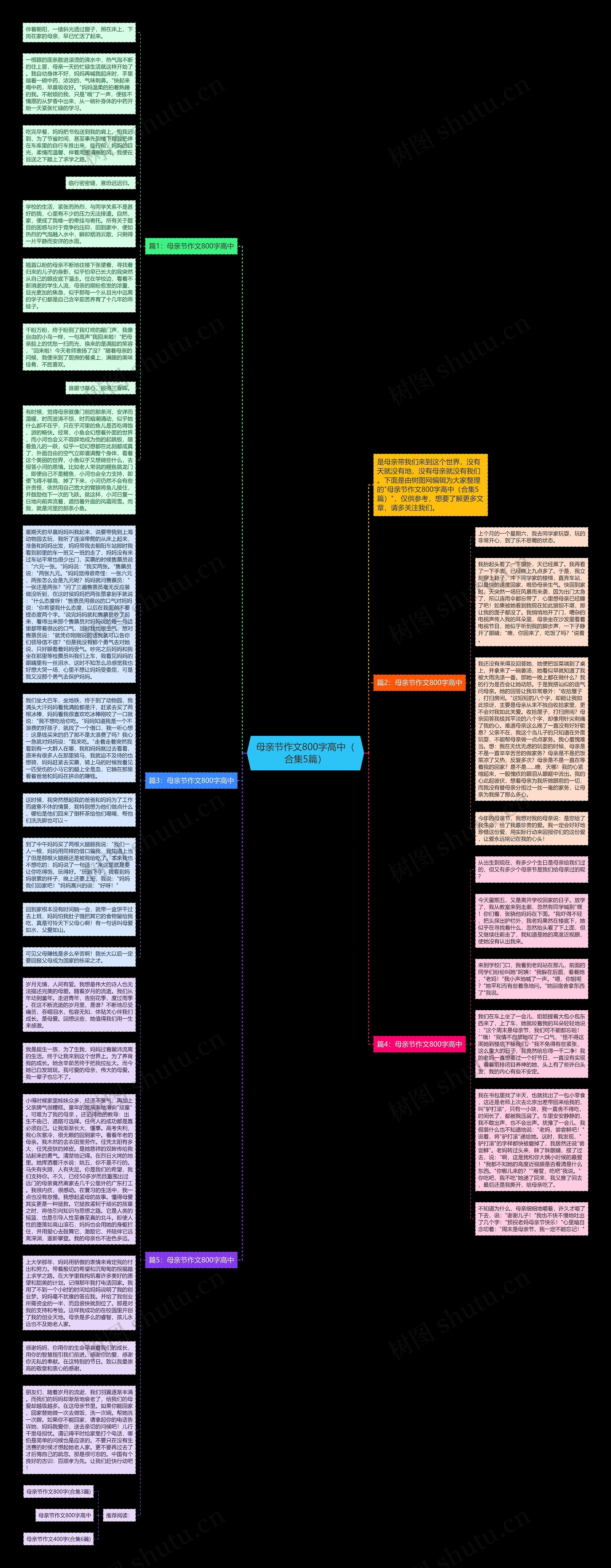 母亲节作文800字高中（合集5篇）思维导图