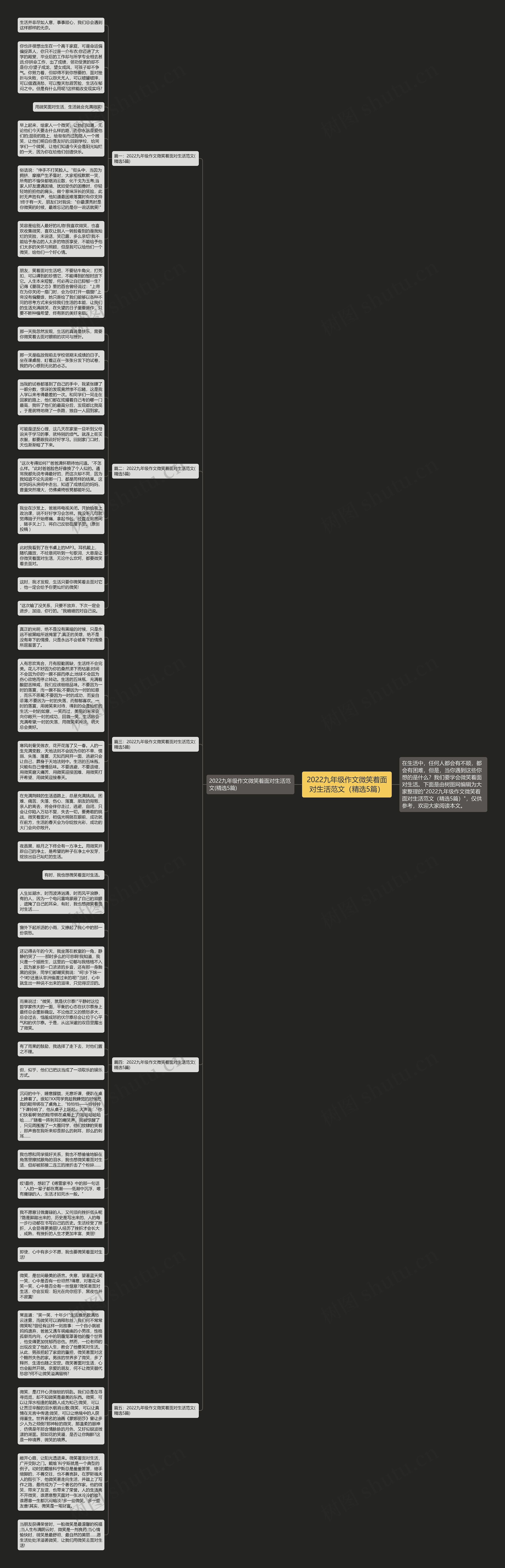 2022九年级作文微笑着面对生活范文（精选5篇）思维导图
