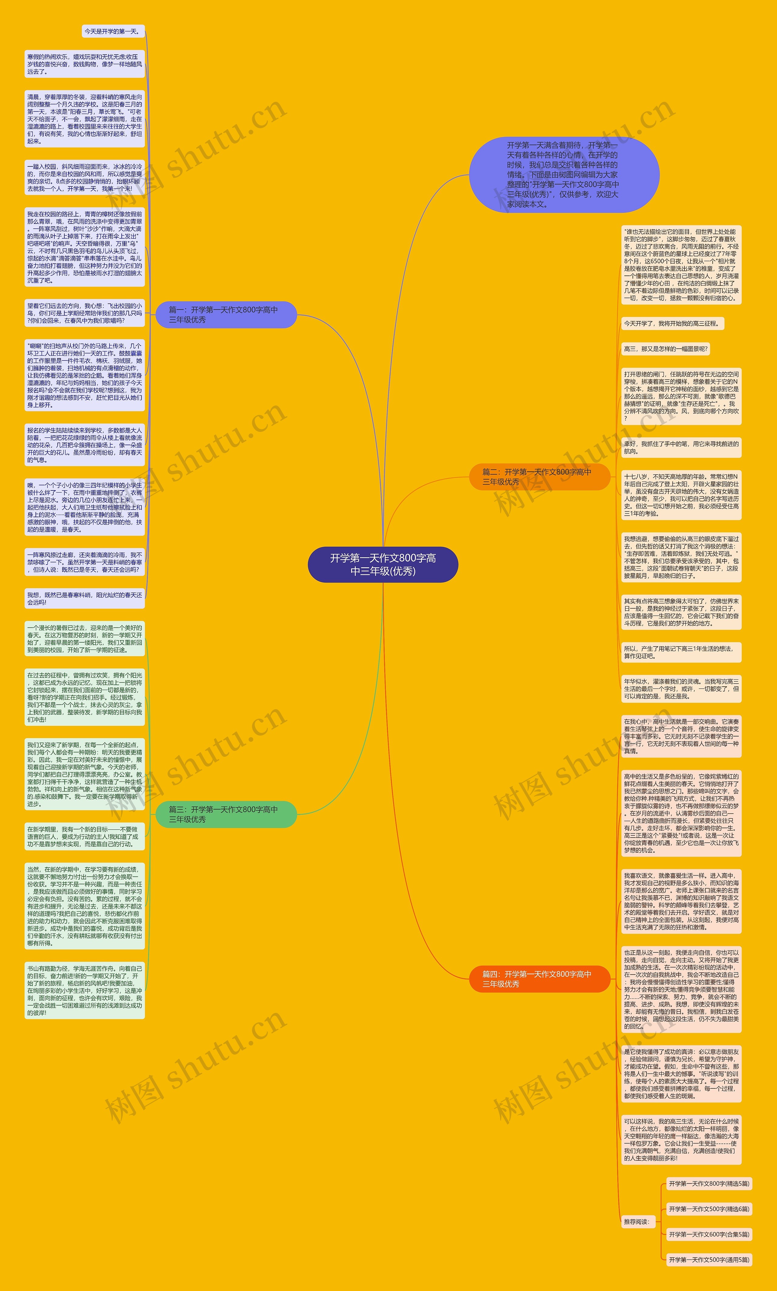 开学第一天作文800字高中三年级(优秀)思维导图