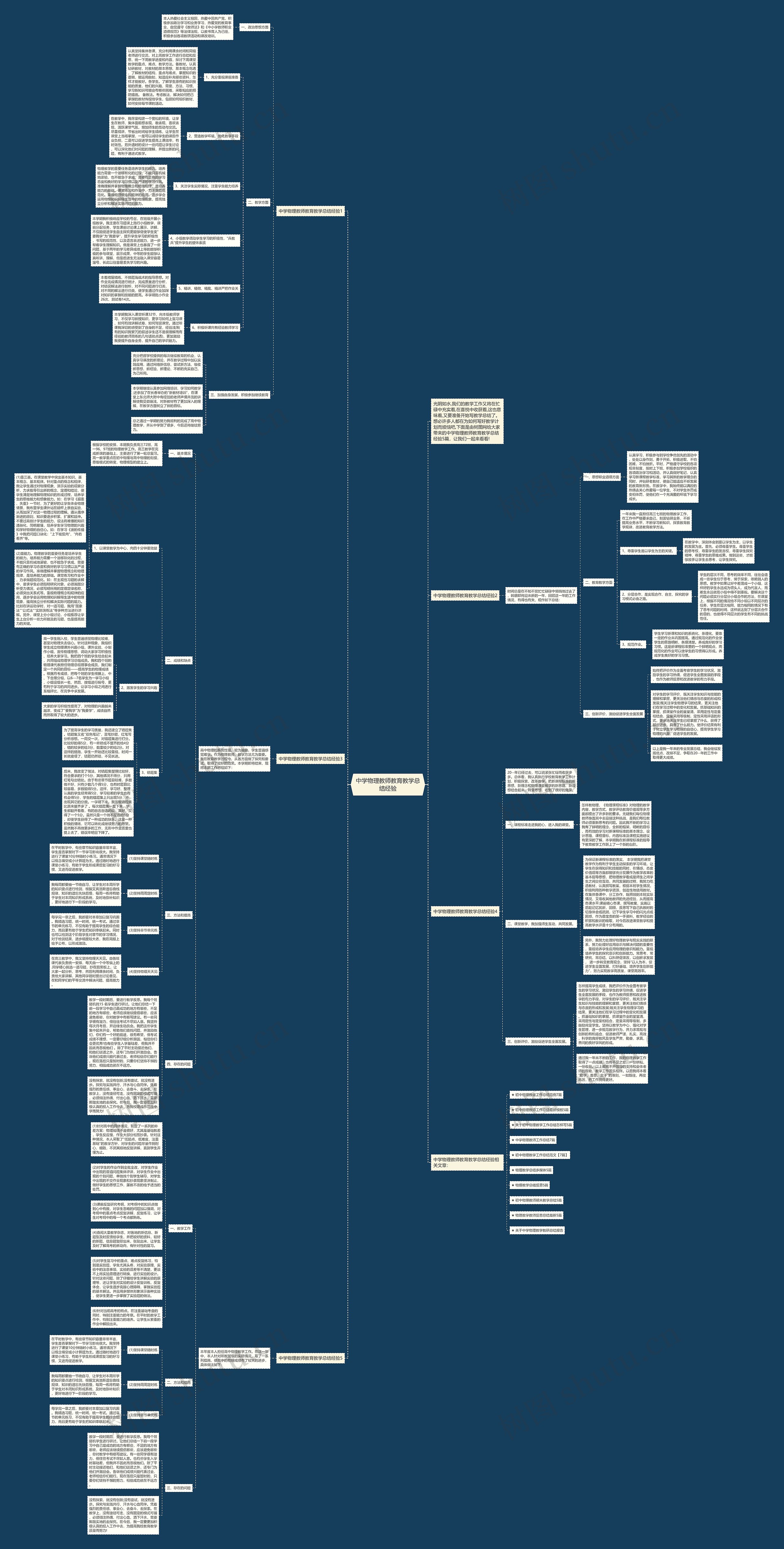 中学物理教师教育教学总结经验思维导图
