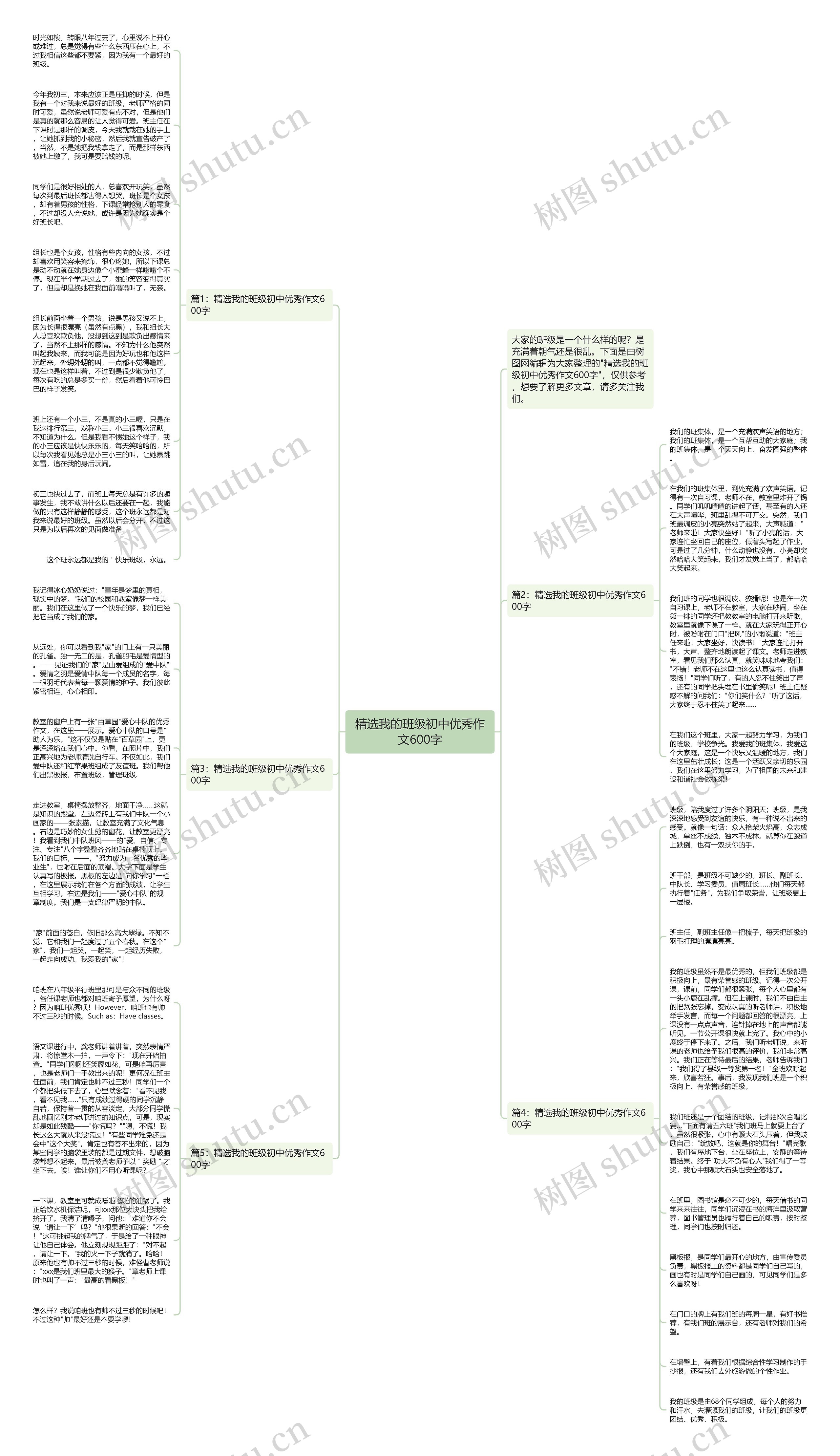 精选我的班级初中优秀作文600字思维导图