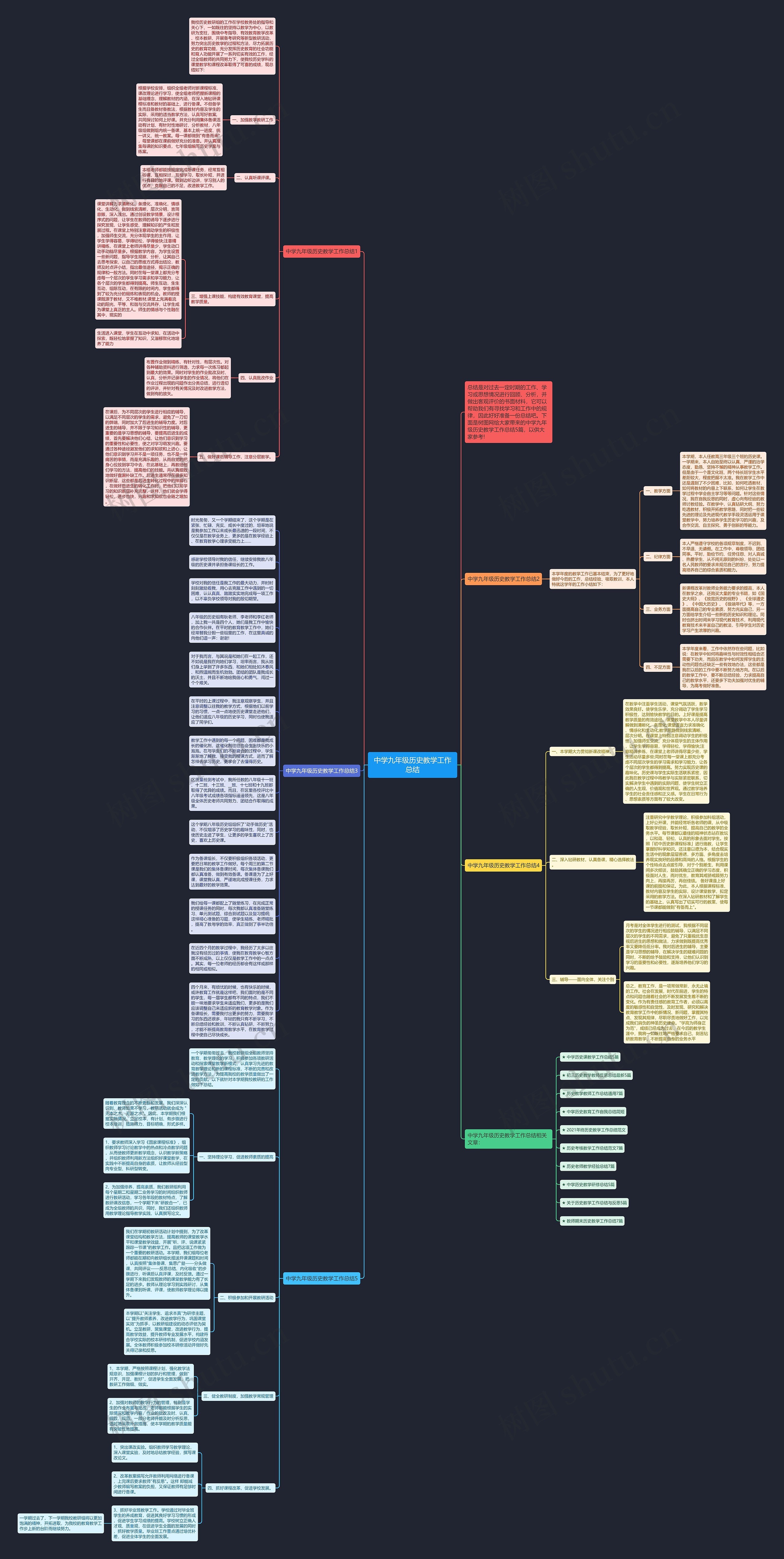 中学九年级历史教学工作总结思维导图