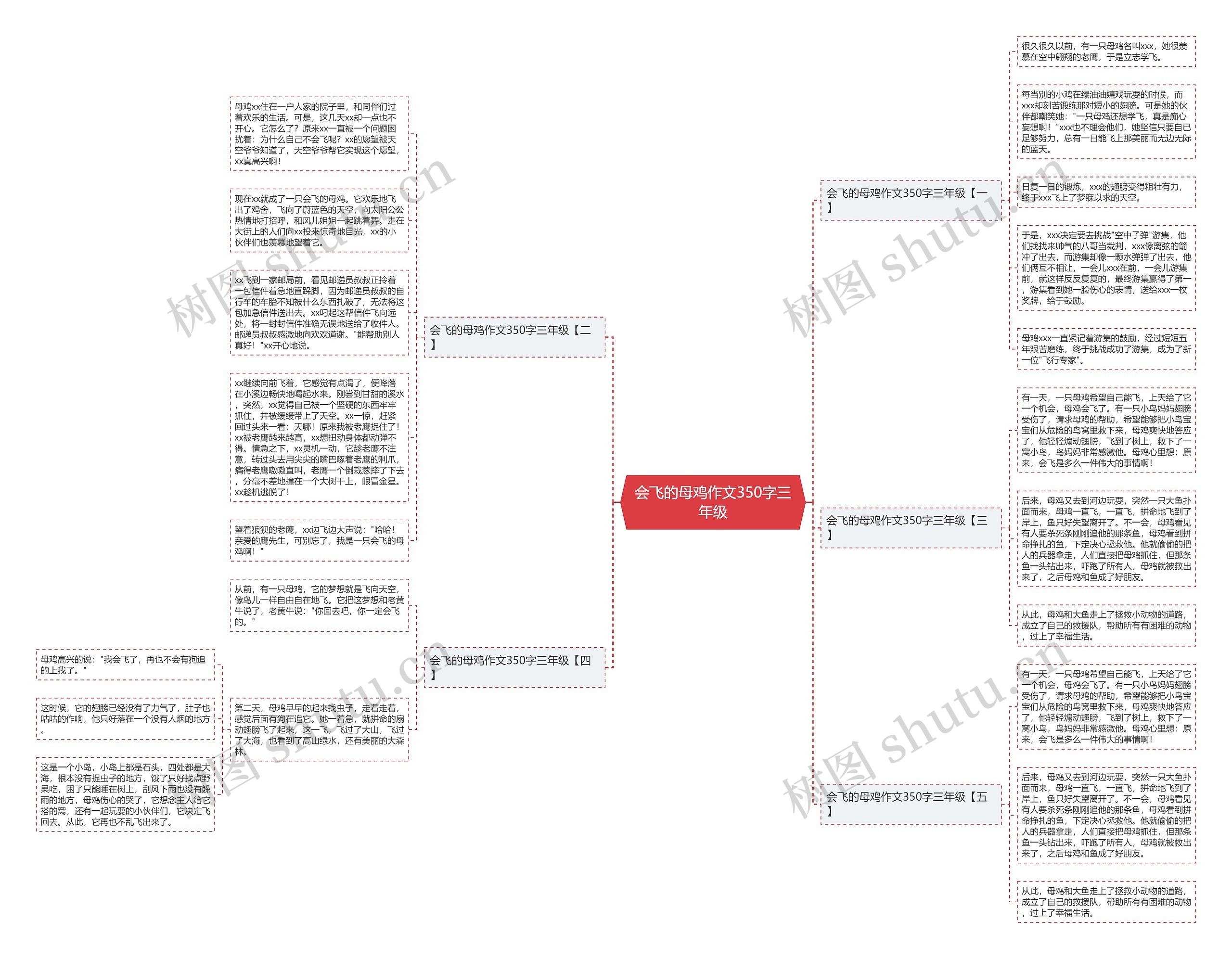 会飞的母鸡作文350字三年级思维导图