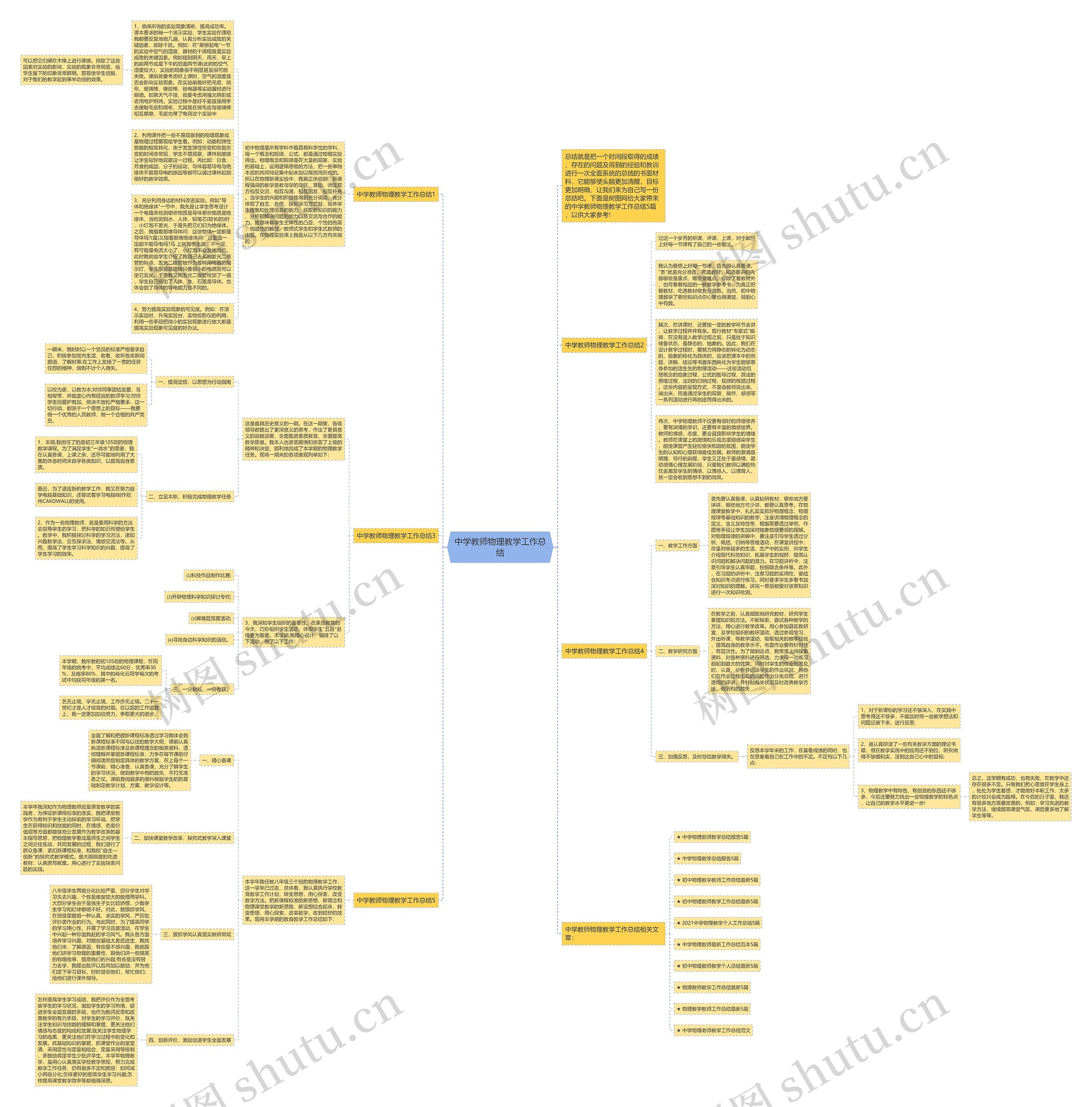 中学教师物理教学工作总结思维导图