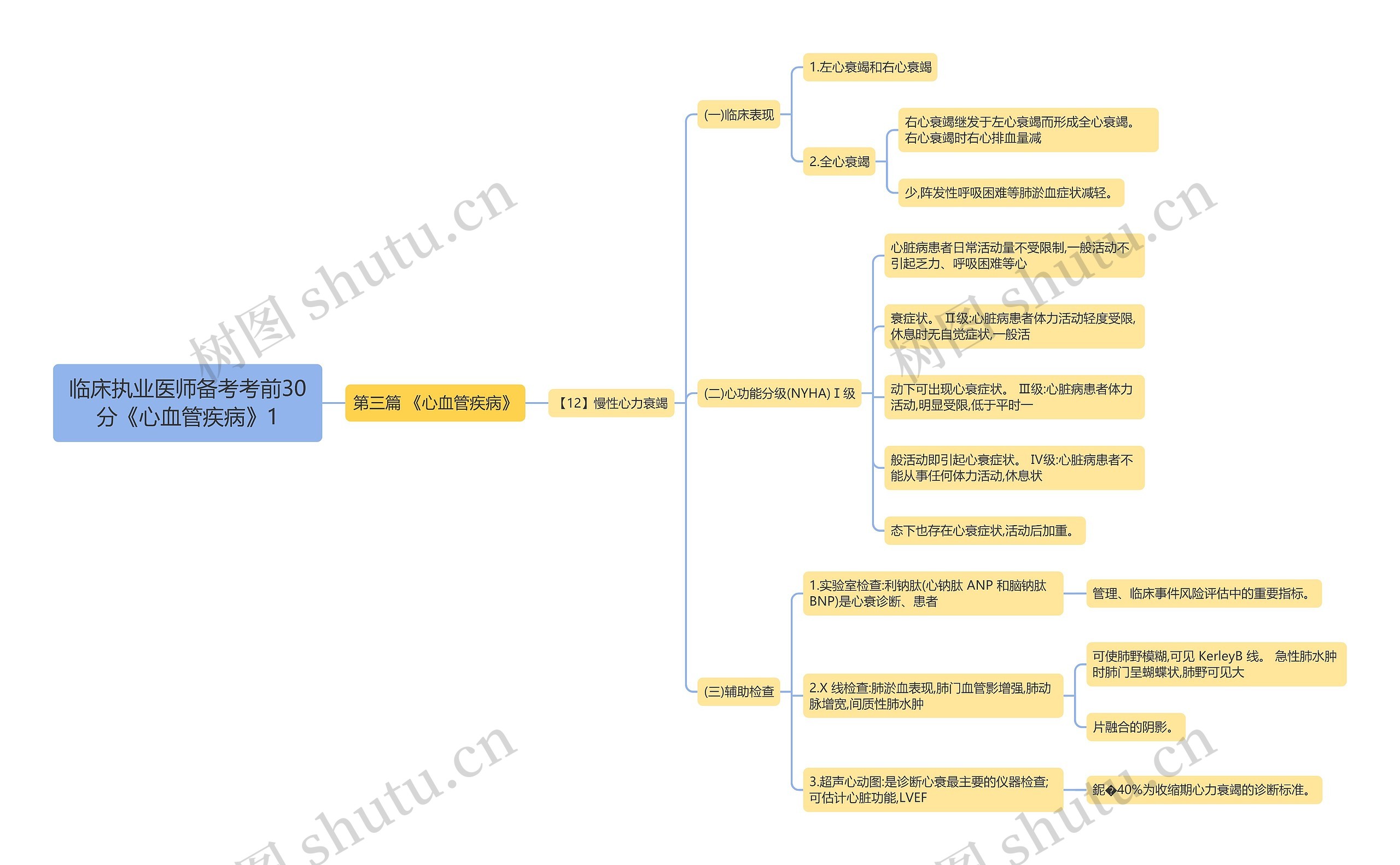 临床执业医师备考考前30分《心血管疾病》1思维导图