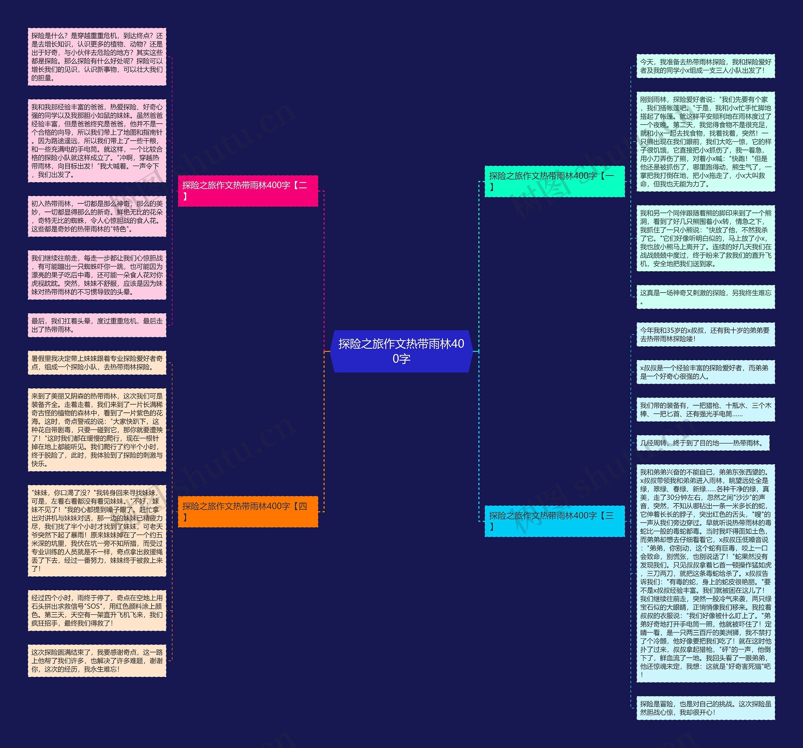 探险之旅作文热带雨林400字思维导图