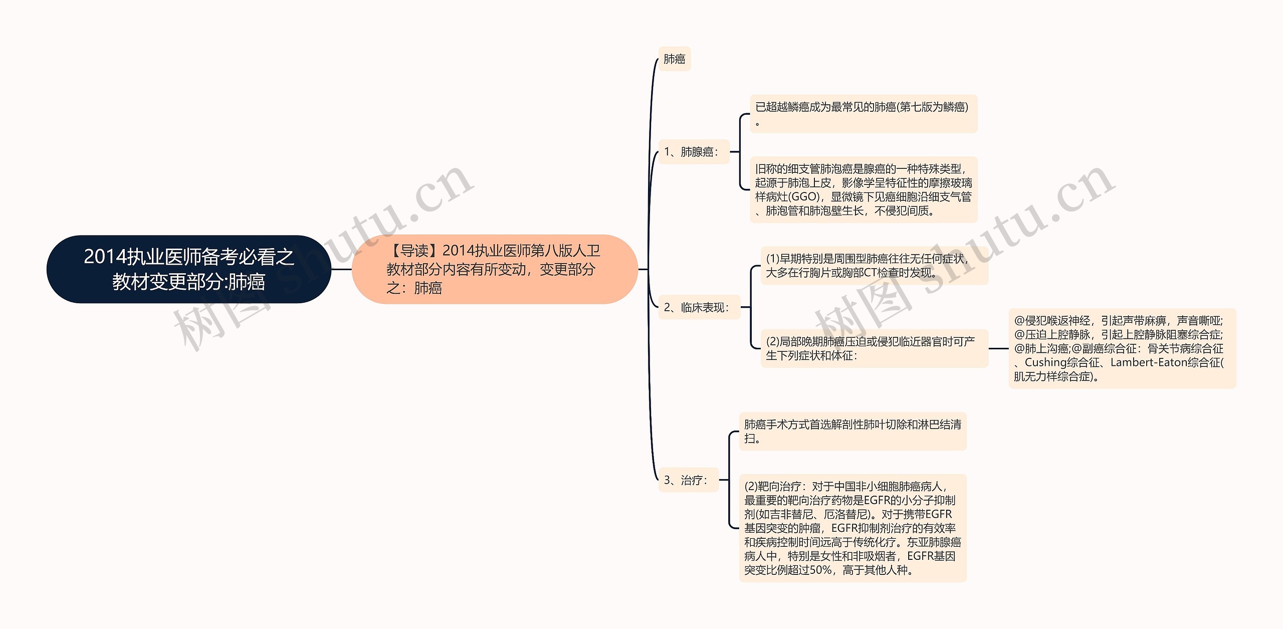 2014执业医师备考必看之教材变更部分:肺癌思维导图