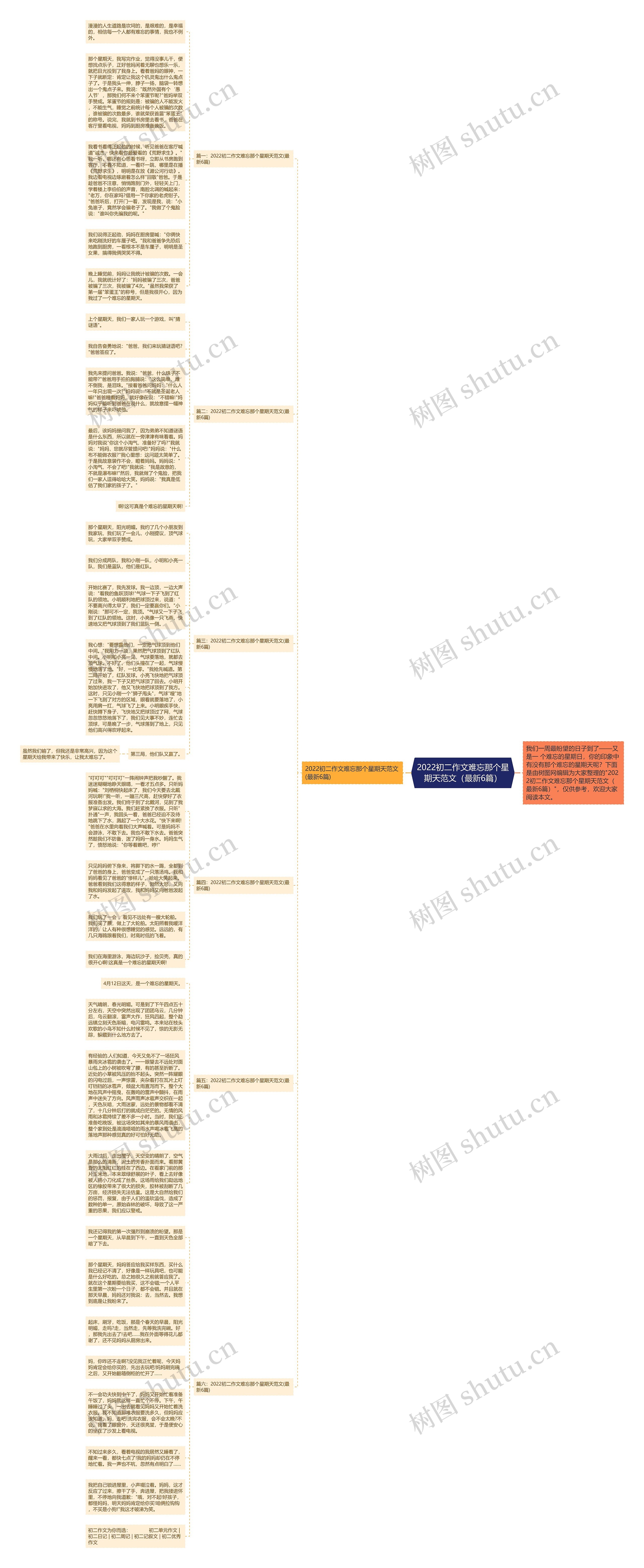 2022初二作文难忘那个星期天范文（最新6篇）思维导图