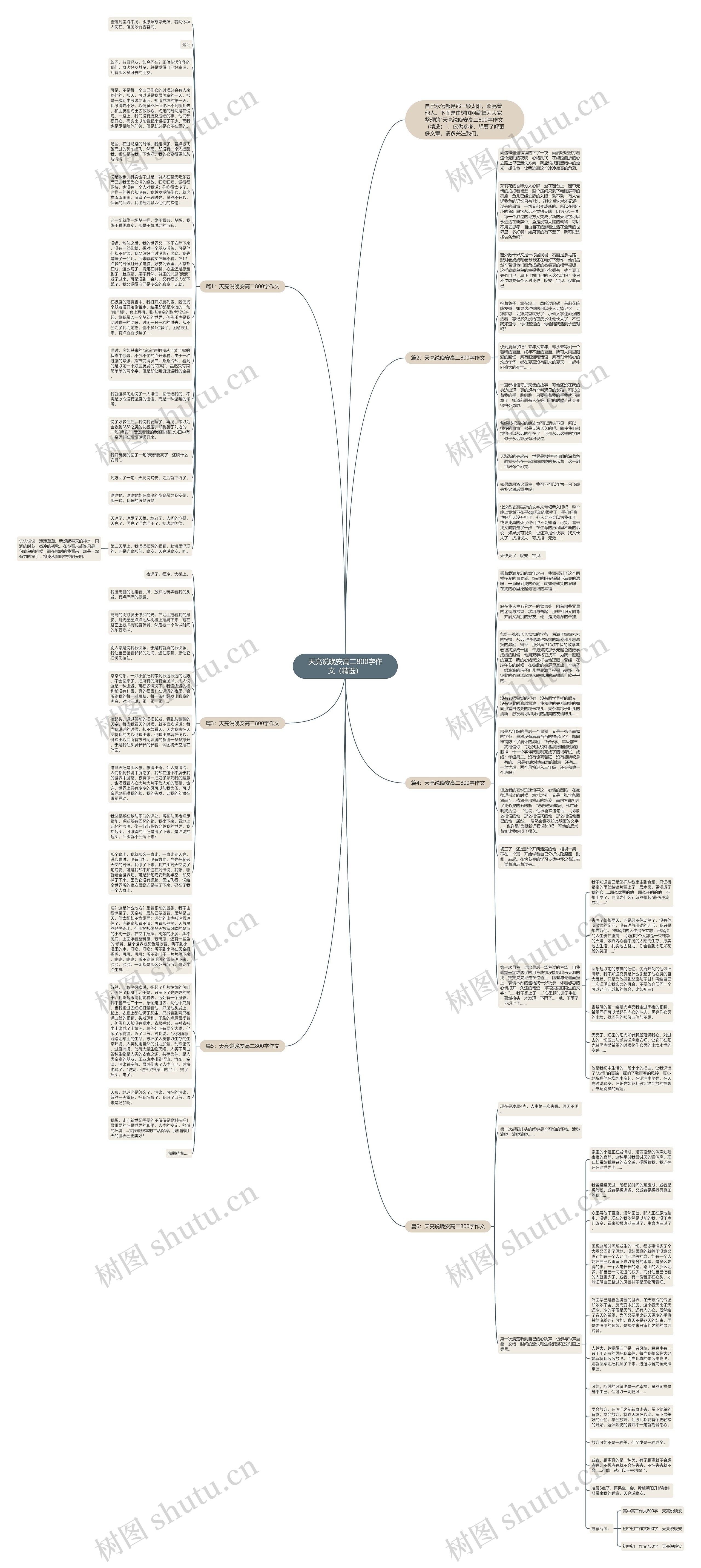 天亮说晚安高二800字作文（精选）思维导图