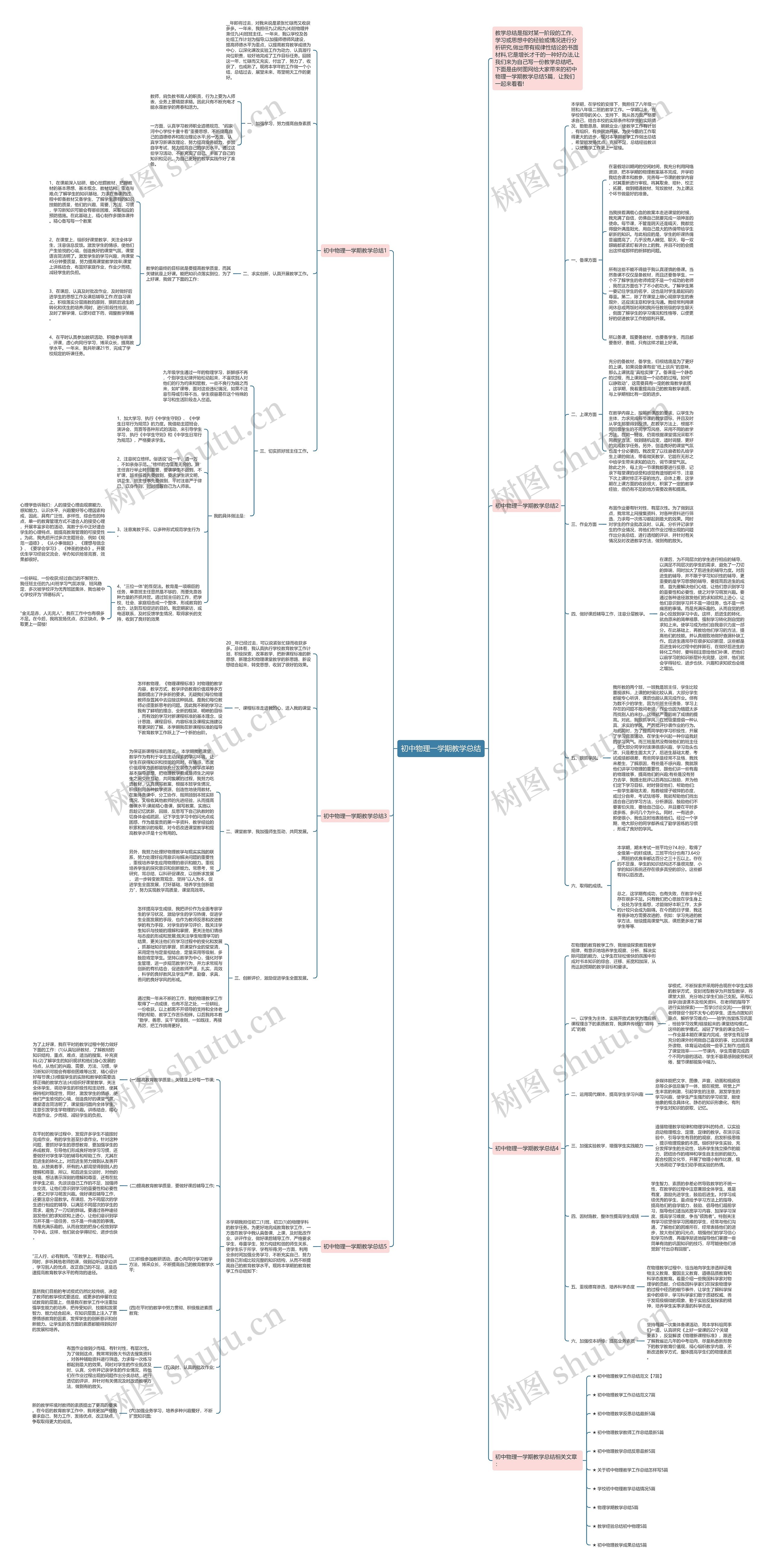 初中物理一学期教学总结思维导图