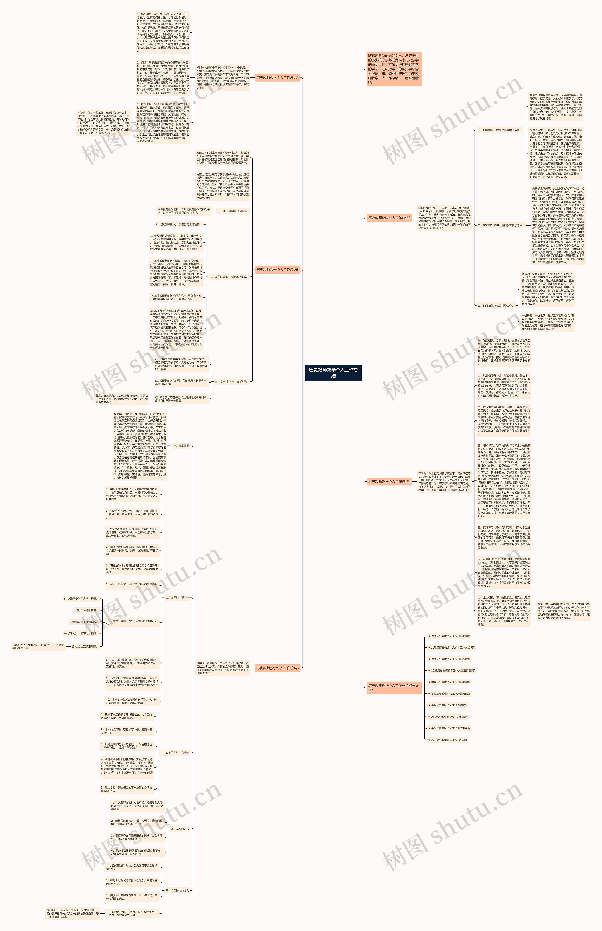 历史教师教学个人工作总结思维导图