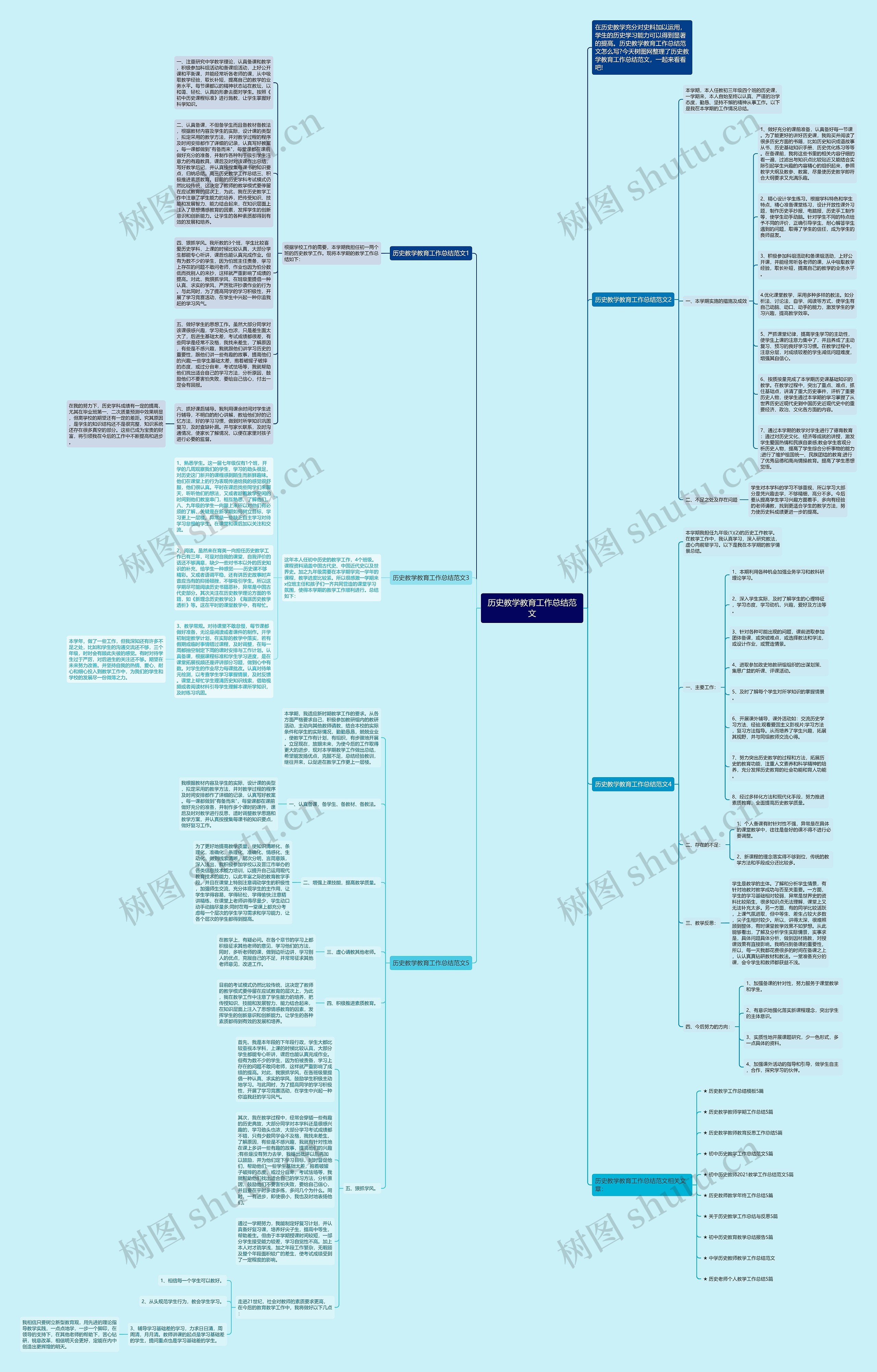 历史教学教育工作总结范文思维导图