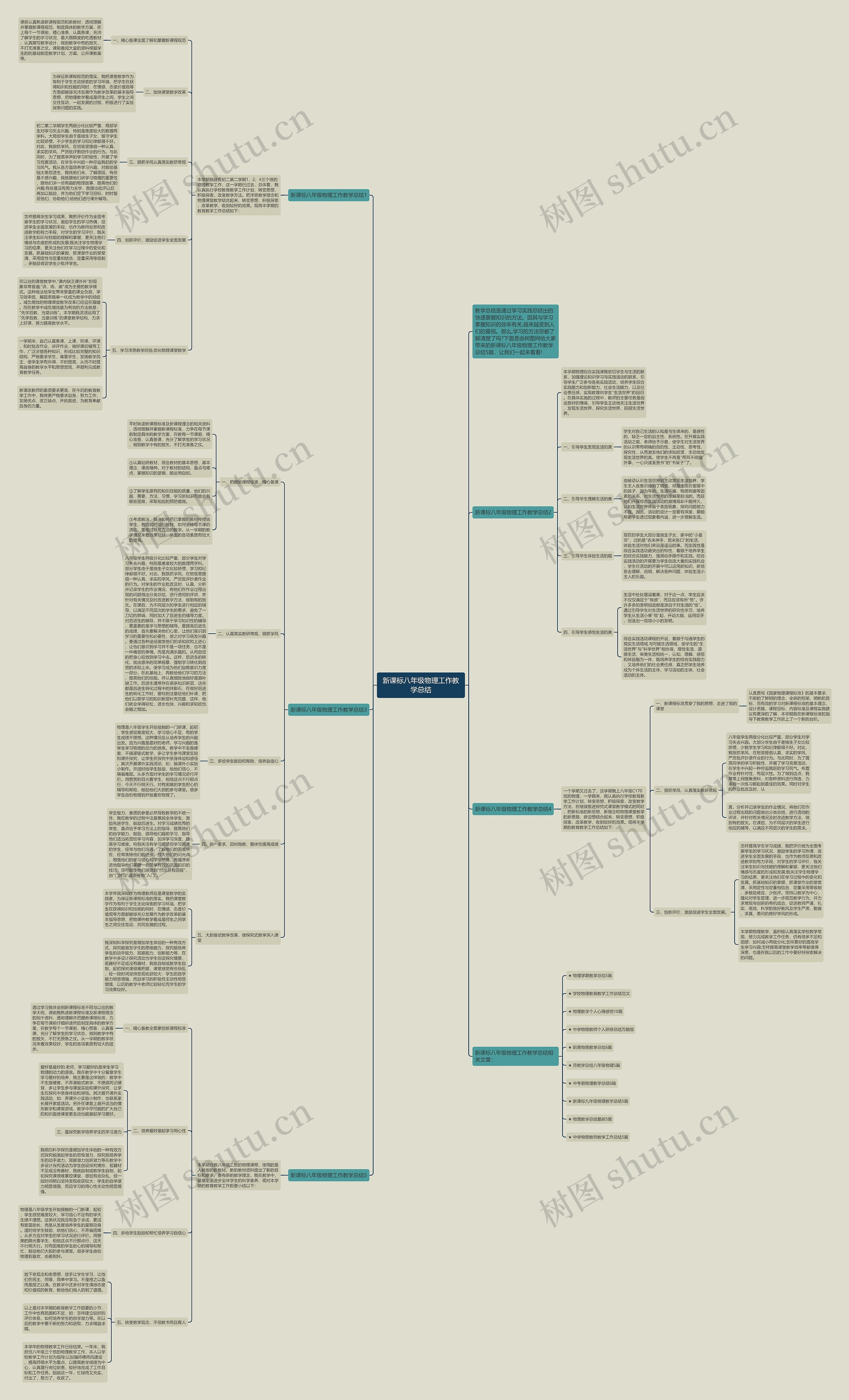新课标八年级物理工作教学总结思维导图