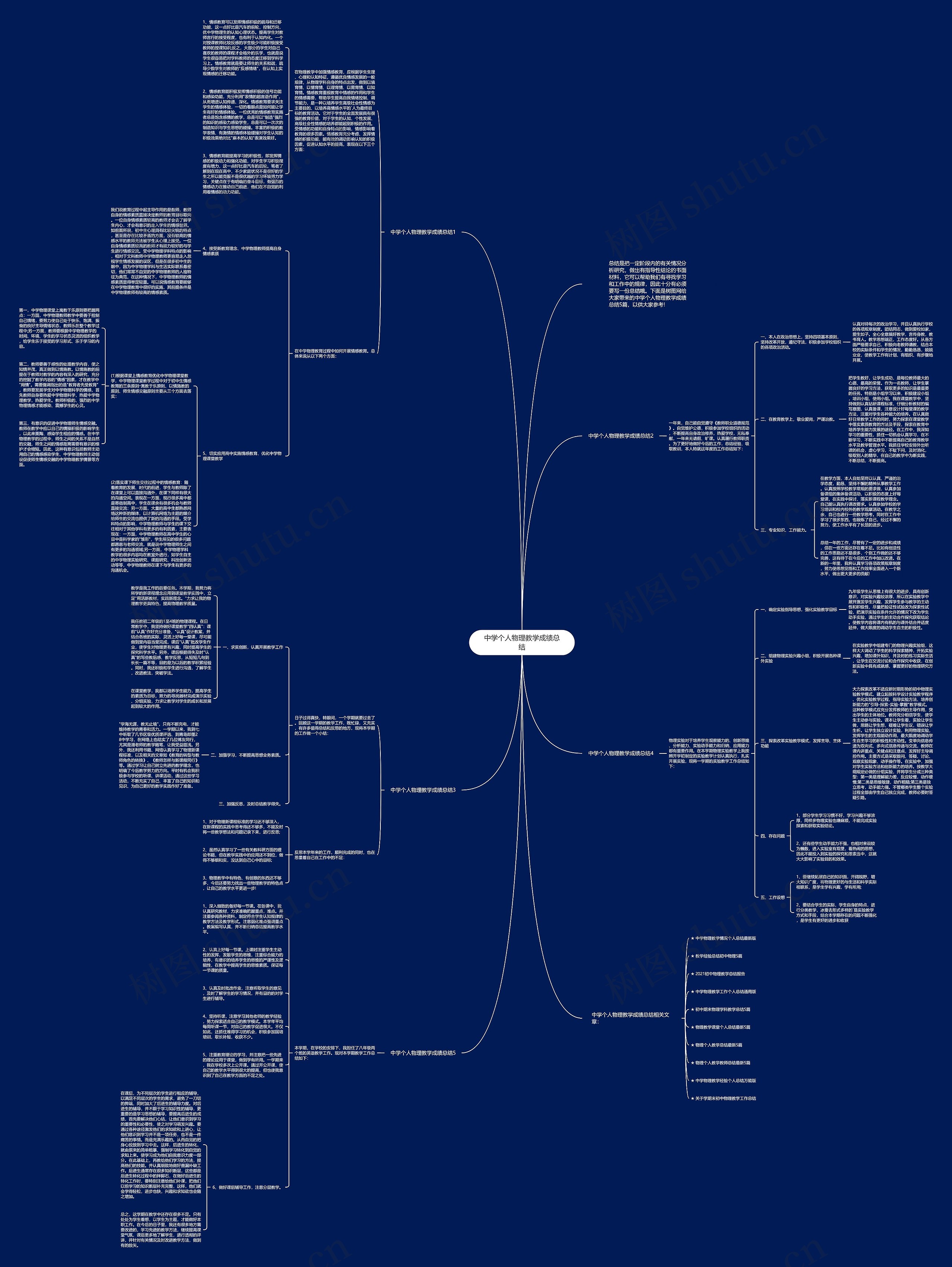 中学个人物理教学成绩总结思维导图