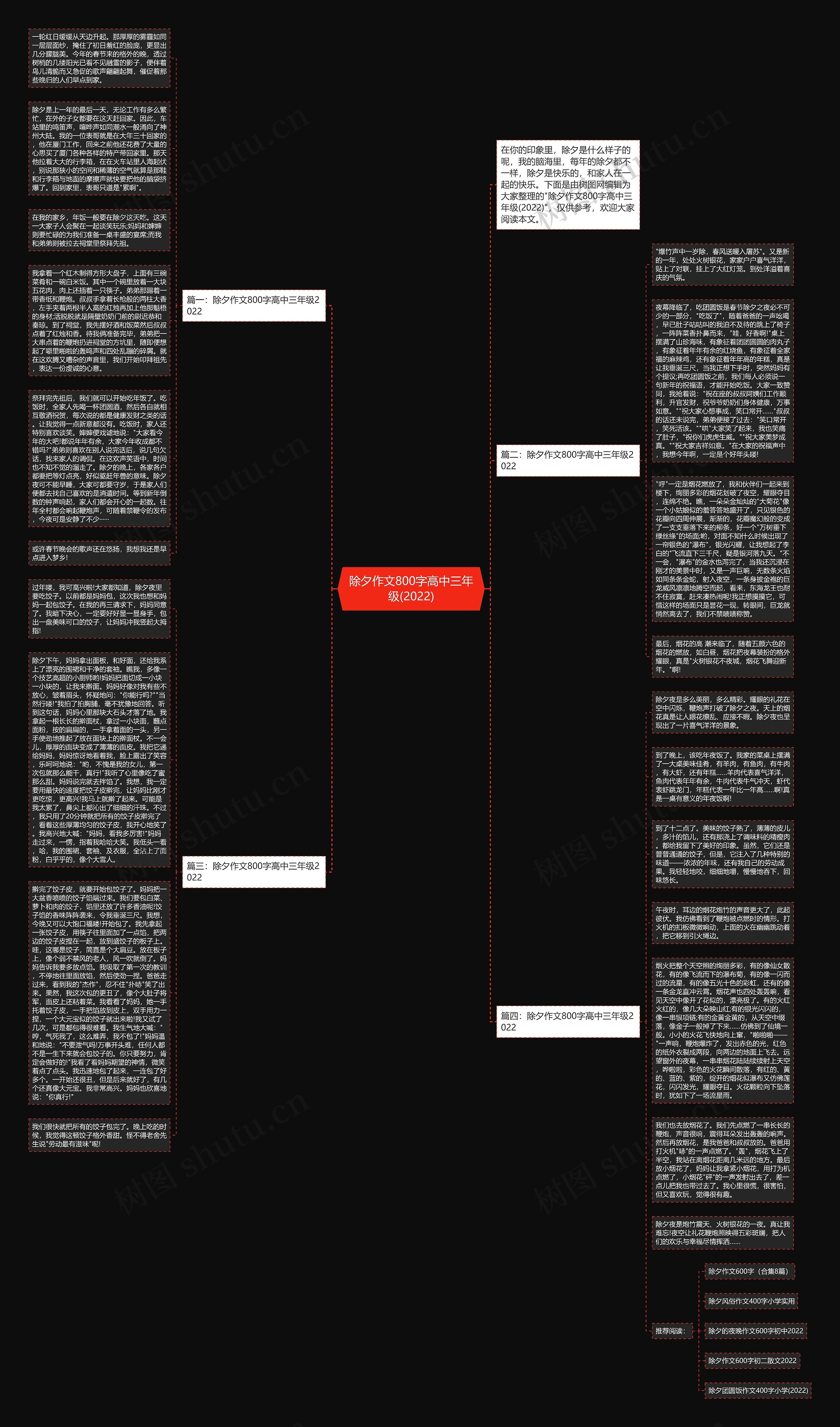 除夕作文800字高中三年级(2022)思维导图