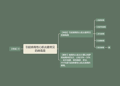 引起病毒性心肌炎最常见的病毒是