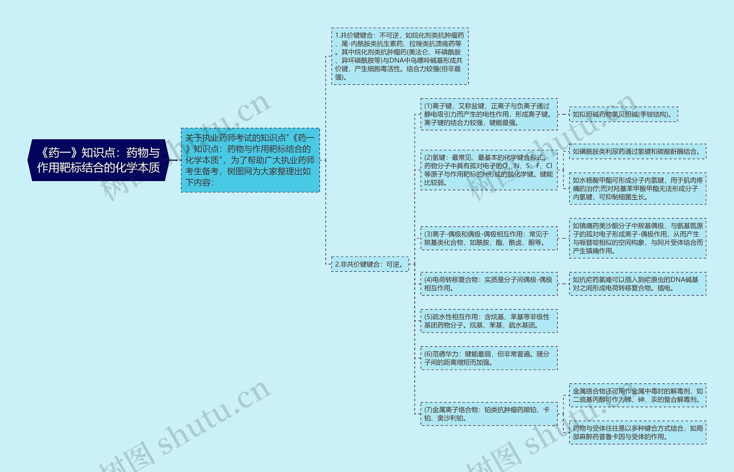 《药一》知识点：药物与作用靶标结合的化学本质思维导图