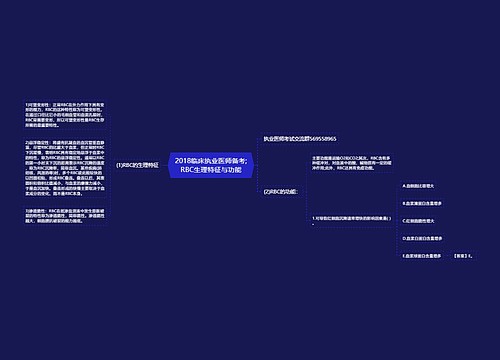 2018临床执业医师备考;RBC生理特征与功能