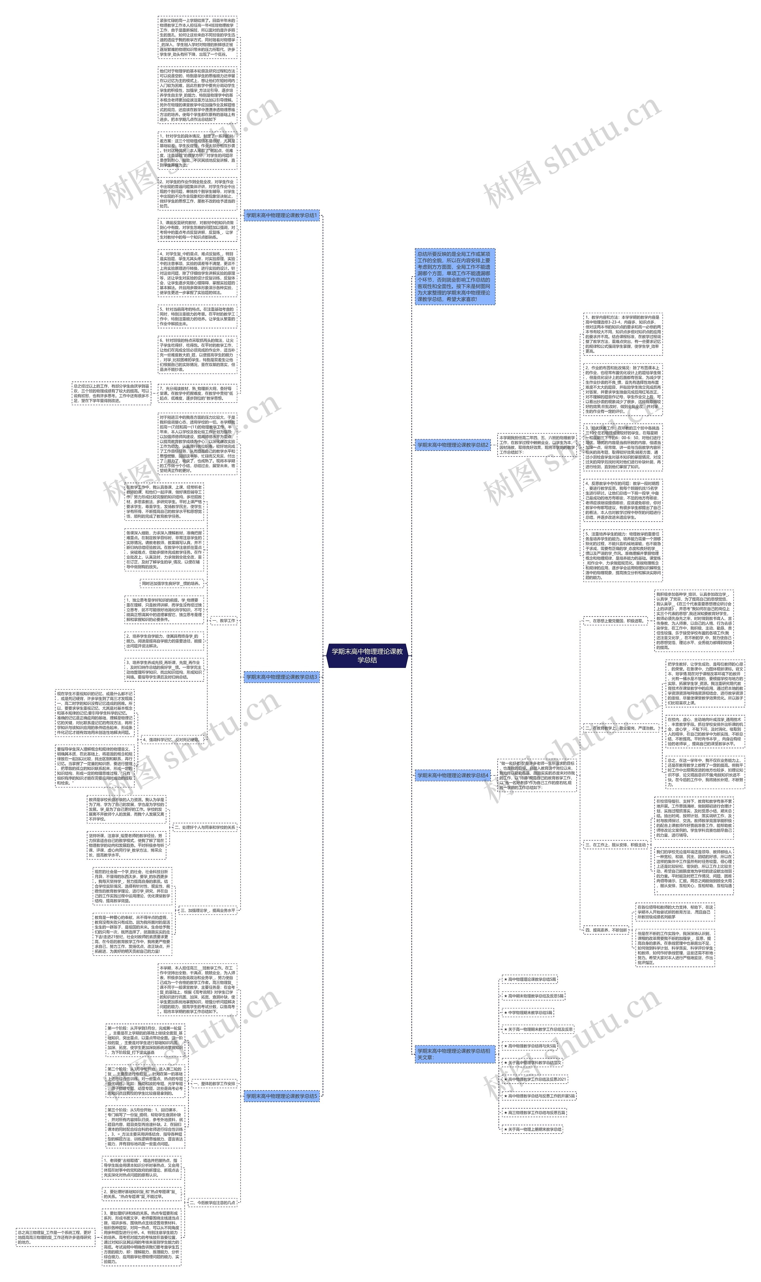 学期末高中物理理论课教学总结思维导图