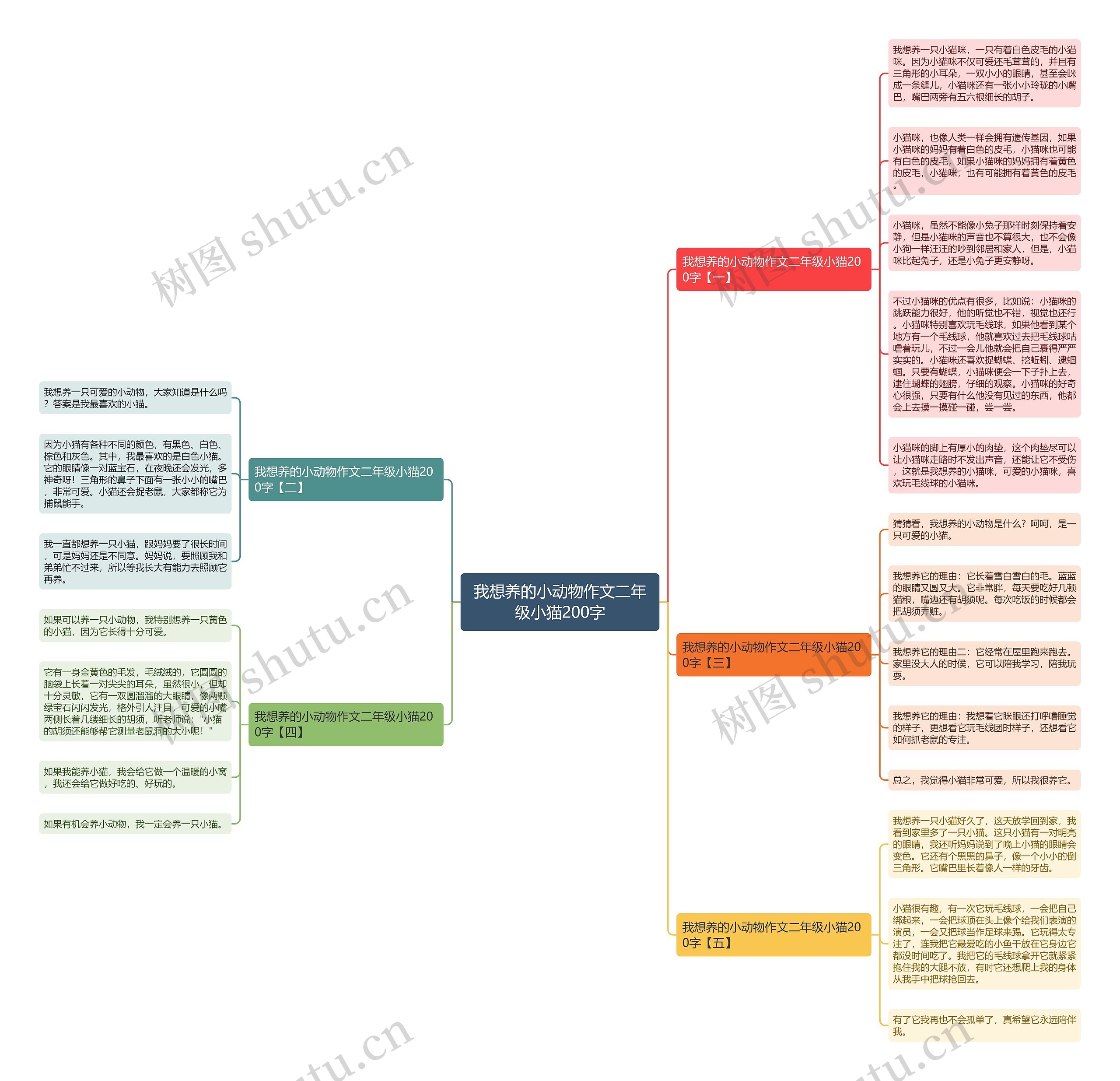 我想养的小动物作文二年级小猫200字思维导图