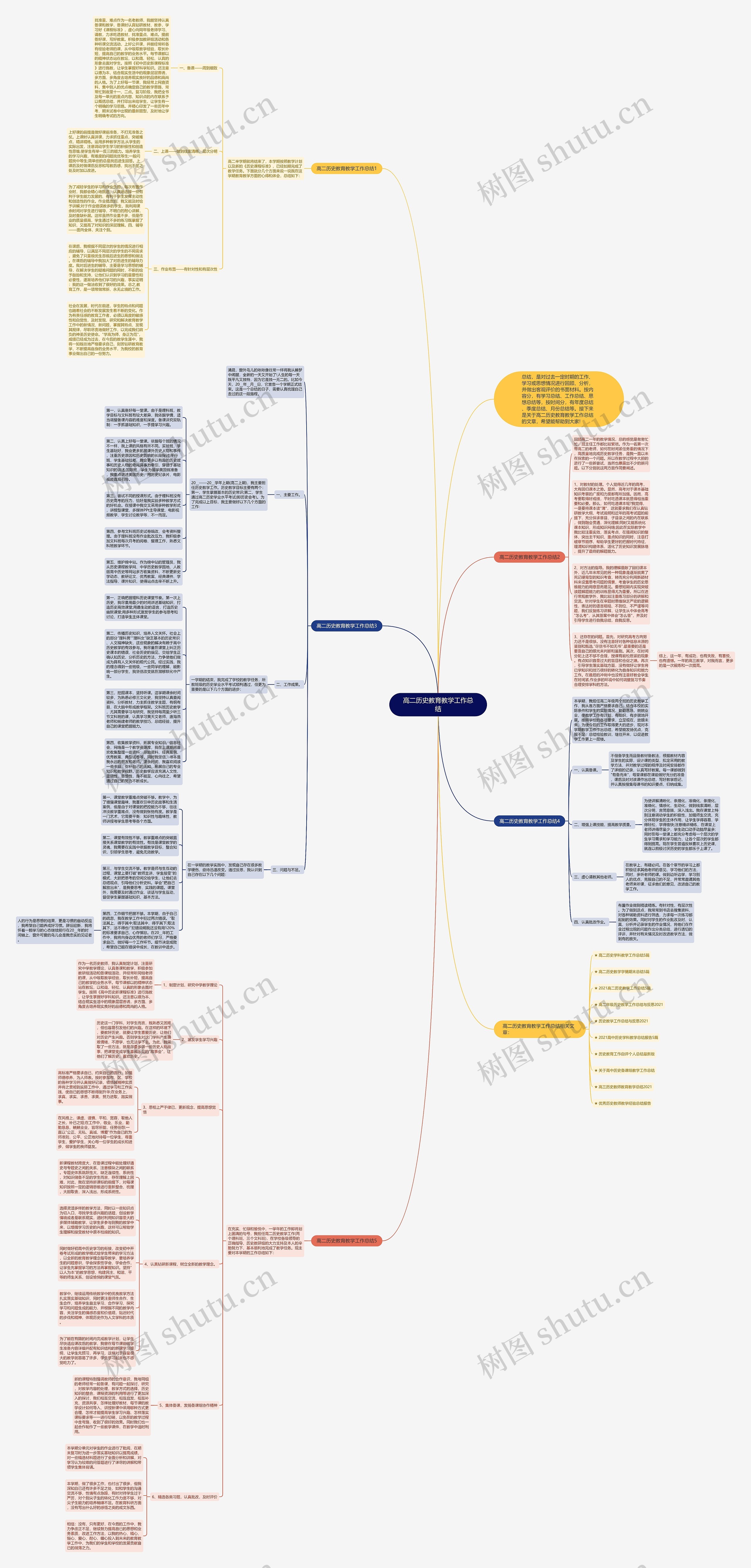 高二历史教育教学工作总结思维导图