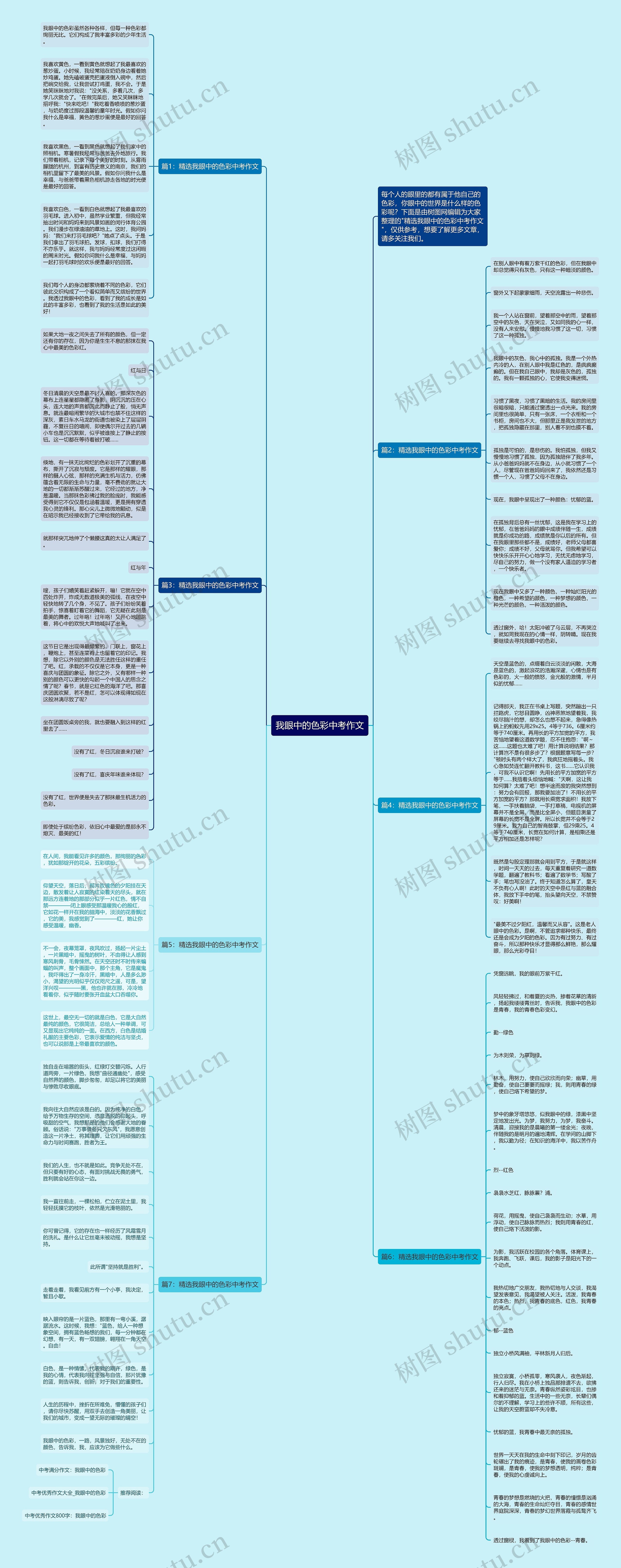 我眼中的色彩中考作文思维导图