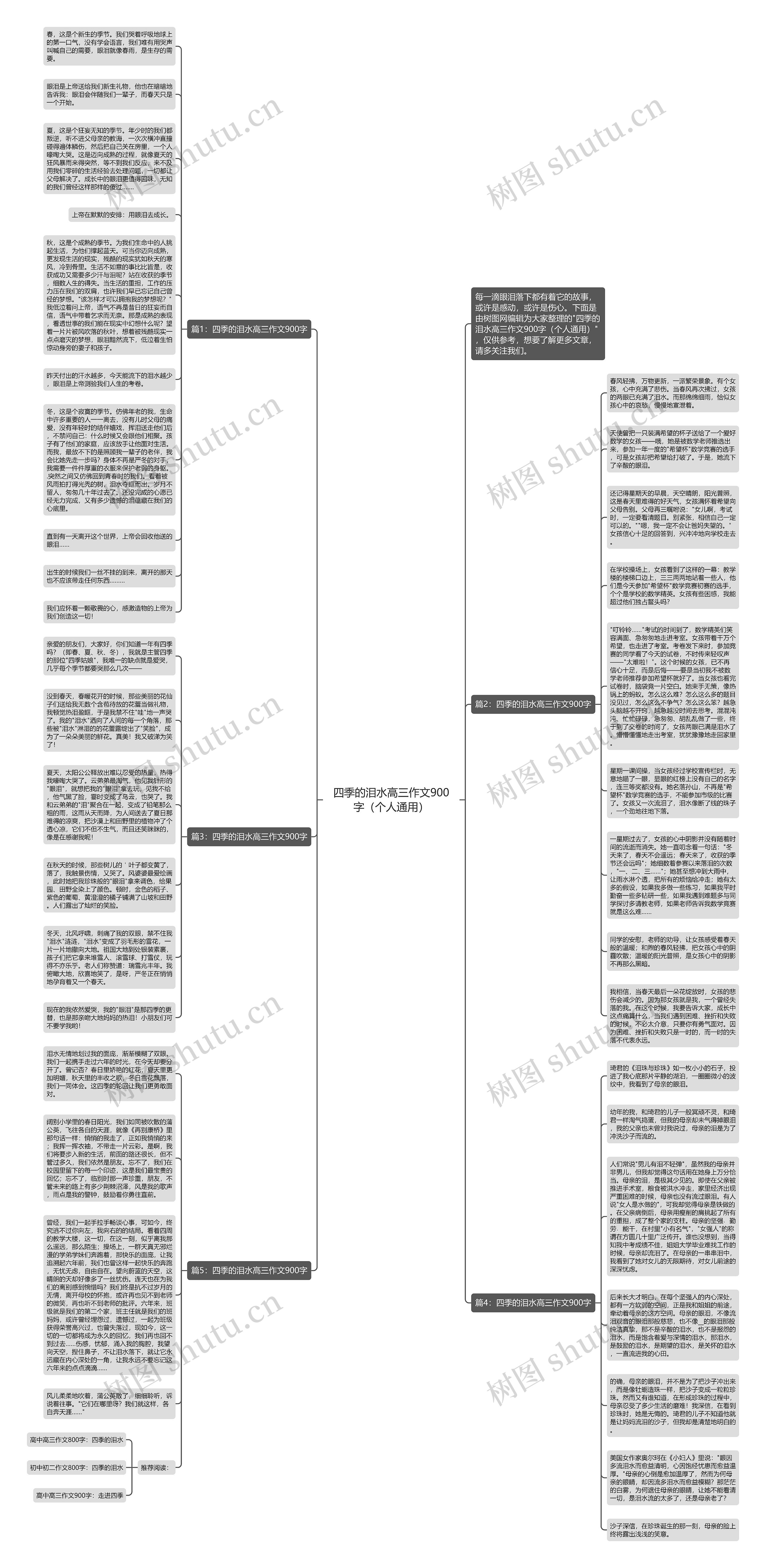 四季的泪水高三作文900字（个人通用）思维导图