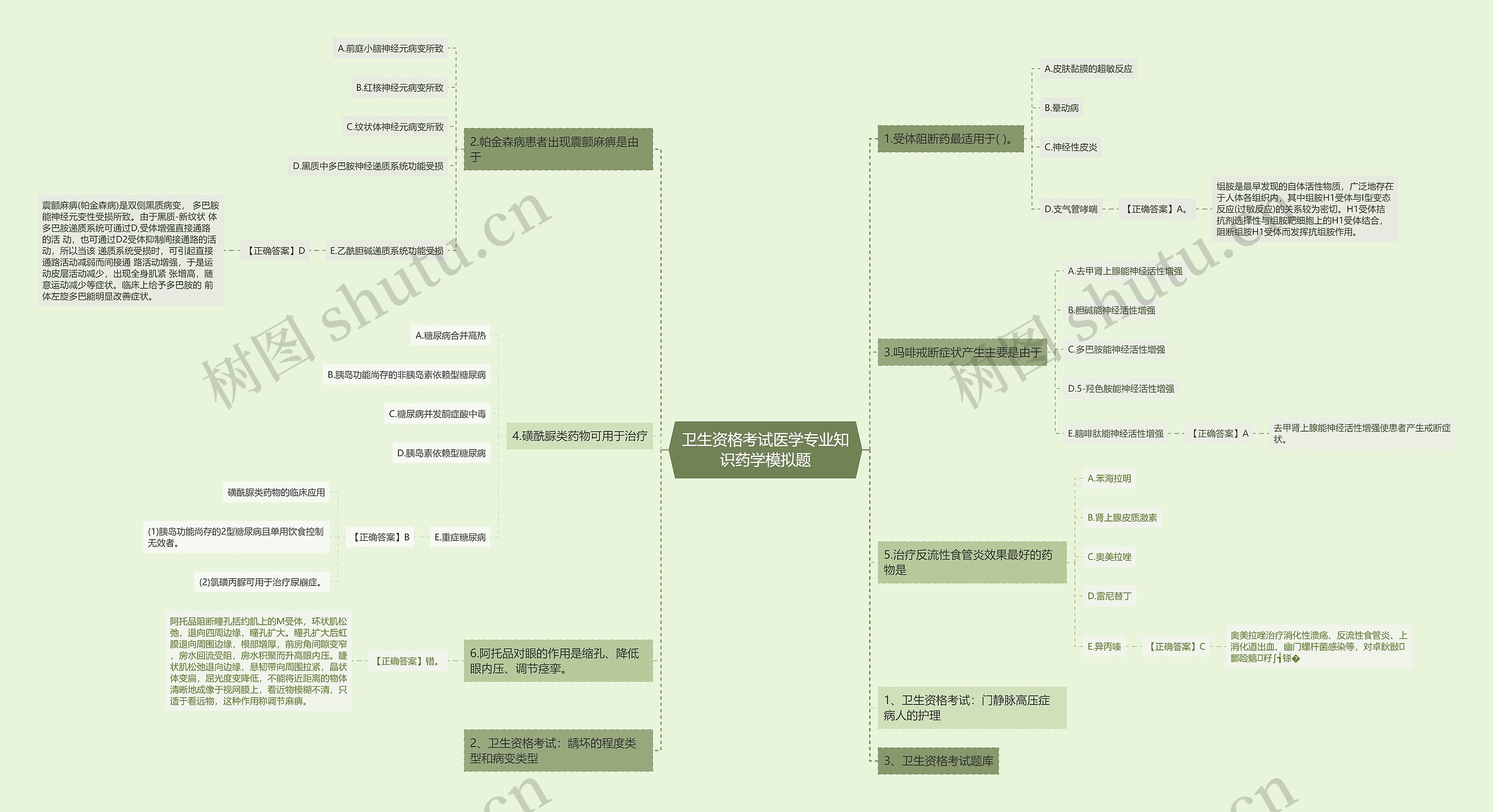 卫生资格考试医学专业知识药学模拟题思维导图