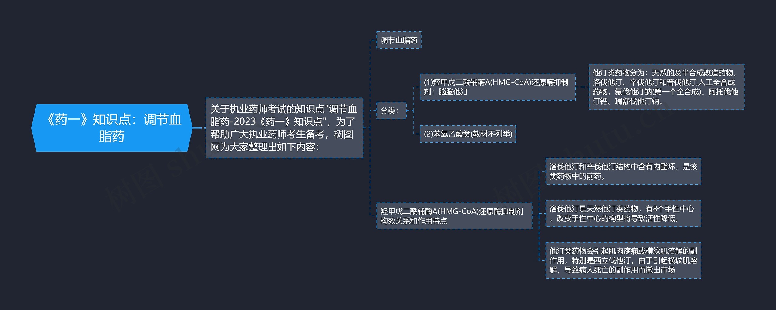 《药一》知识点：调节血脂药思维导图