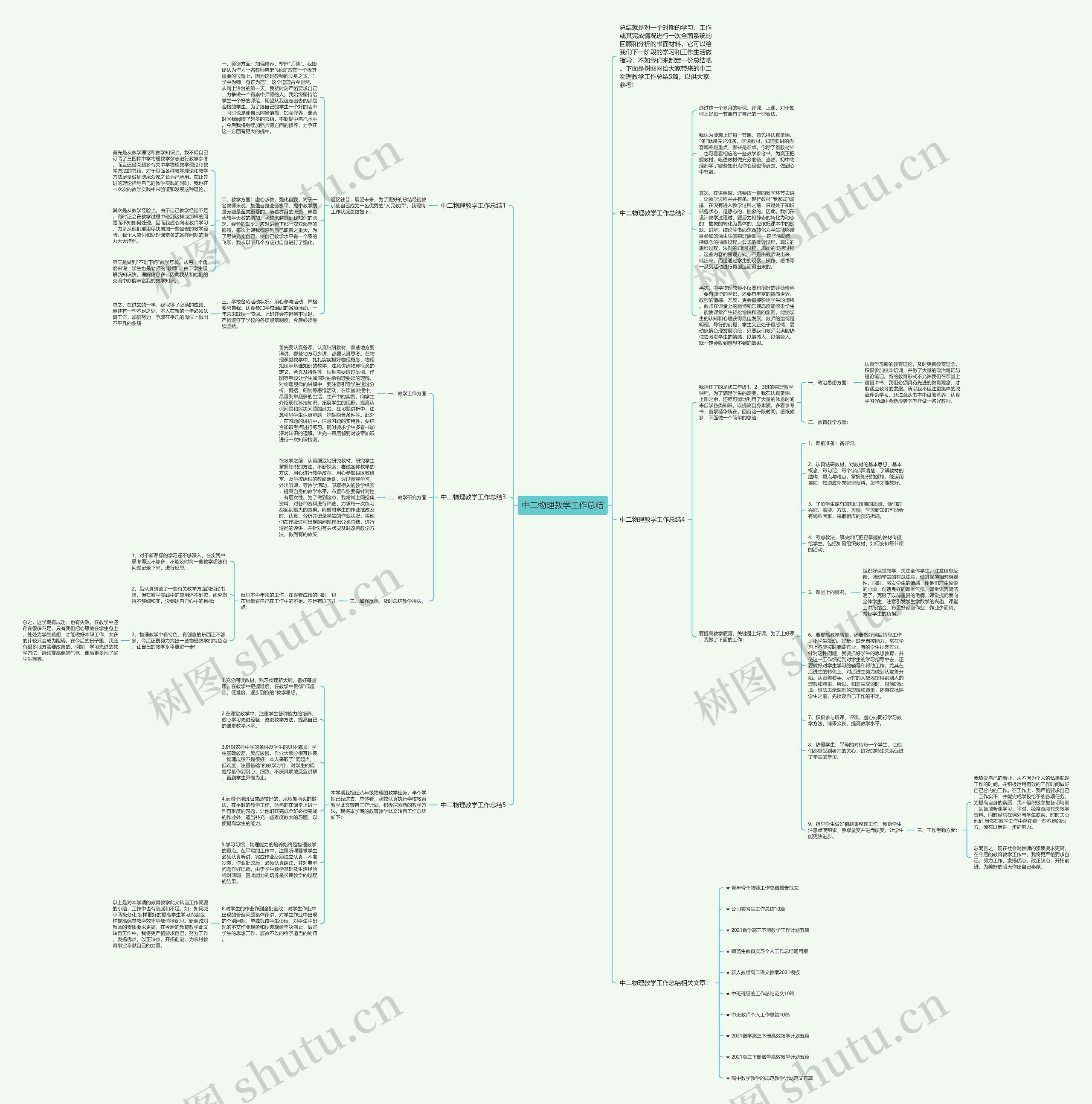 中二物理教学工作总结思维导图