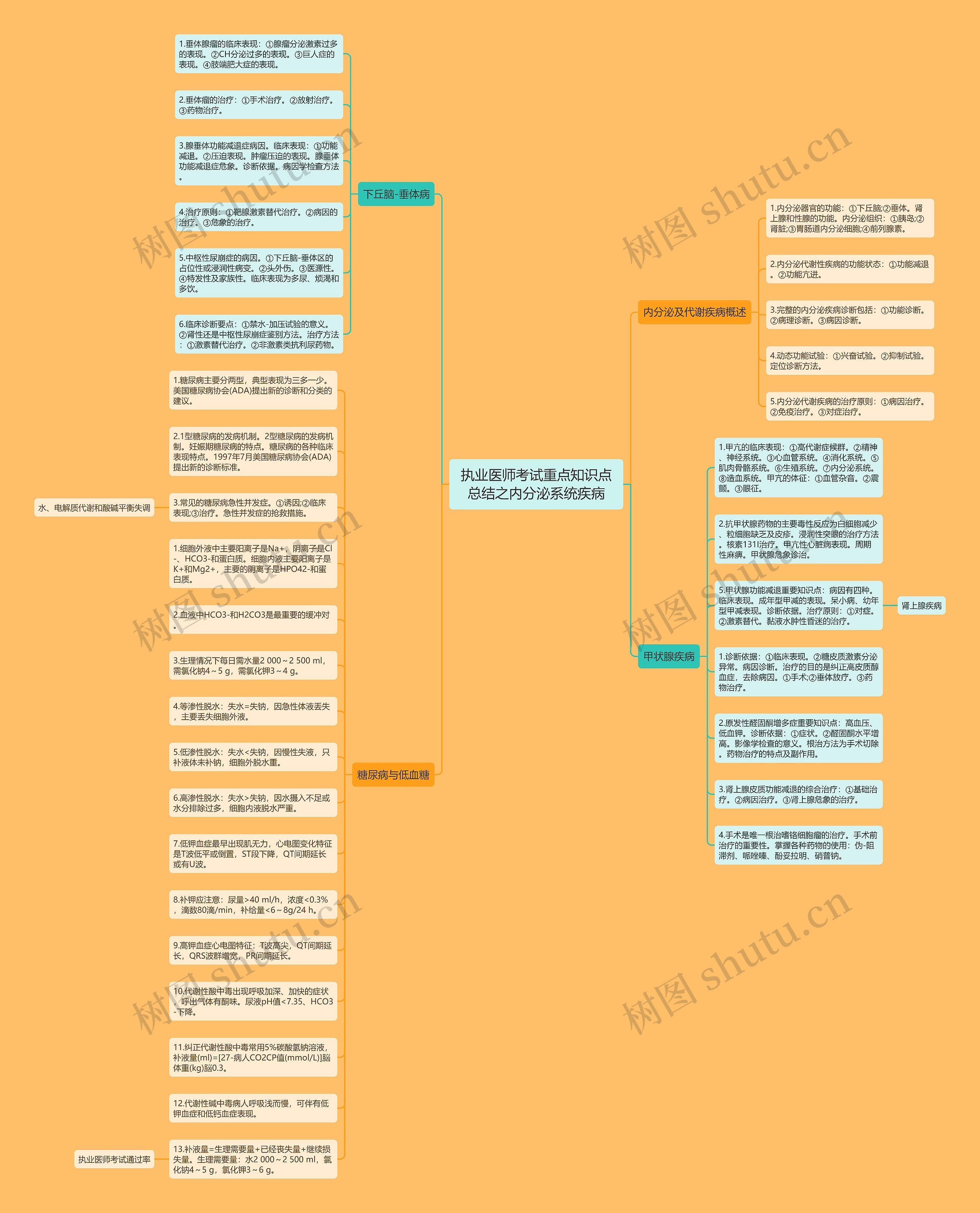 执业医师考试重点知识点总结之内分泌系统疾病思维导图