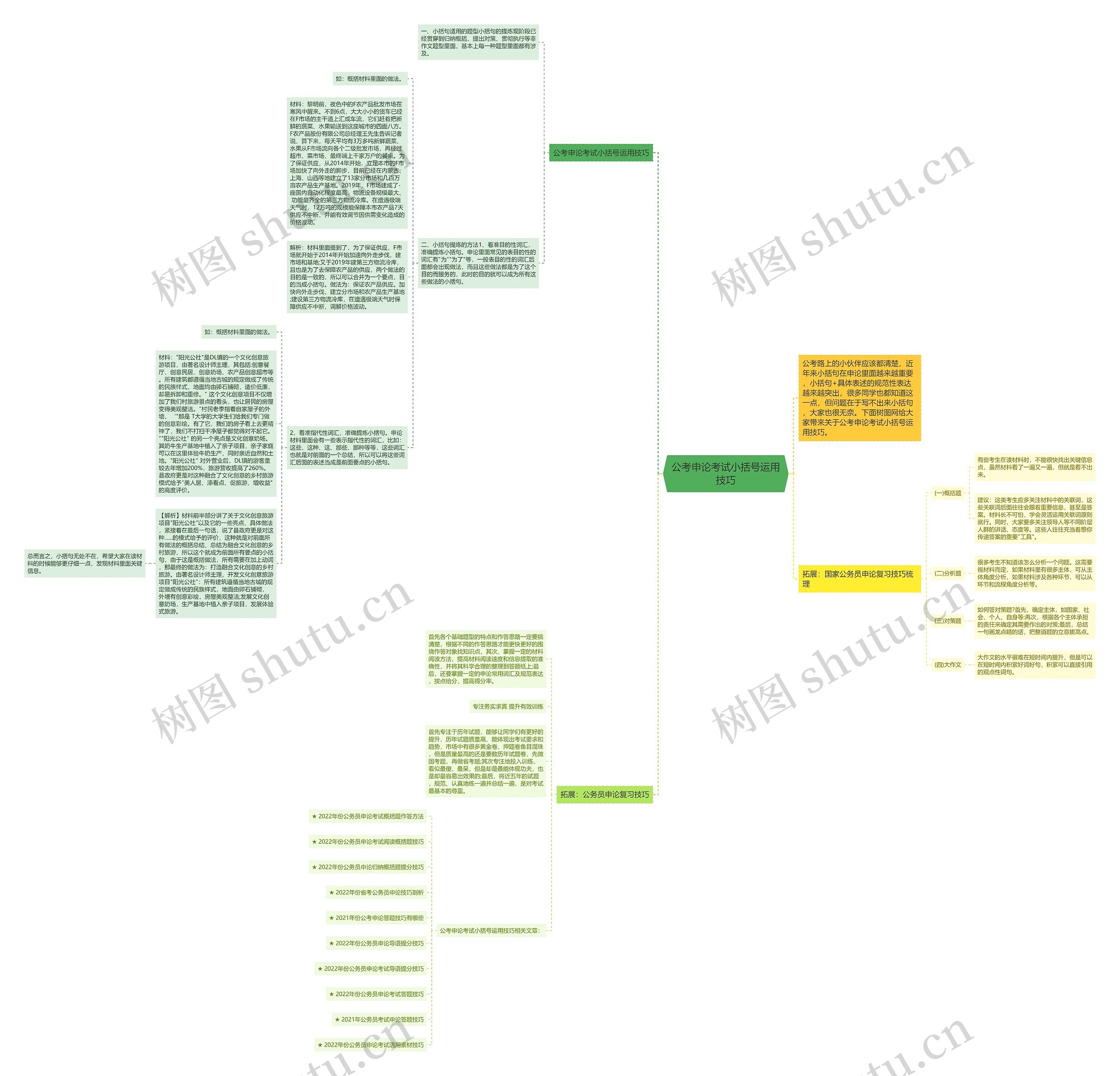 公考申论考试小括号运用技巧思维导图