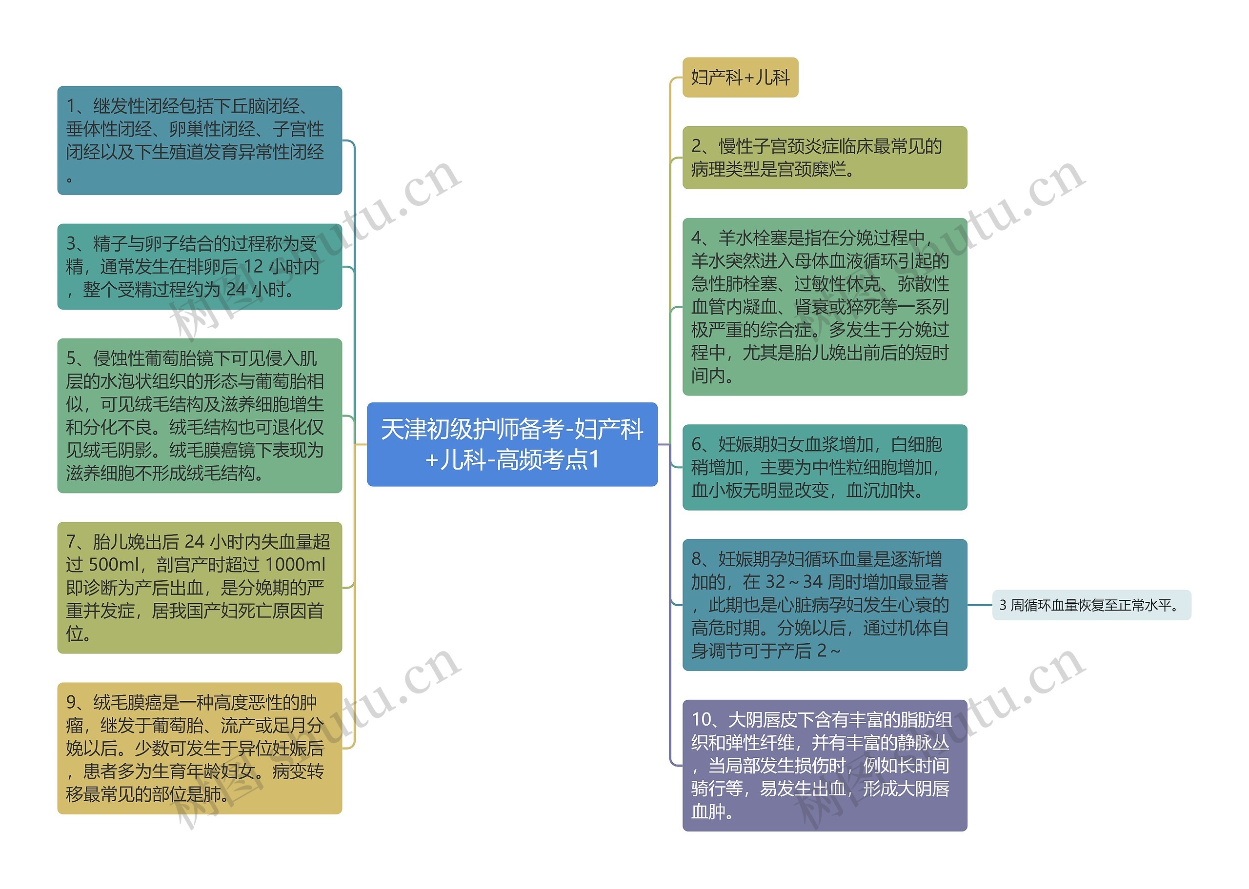 天津初级护师备考-妇产科+儿科-高频考点1思维导图