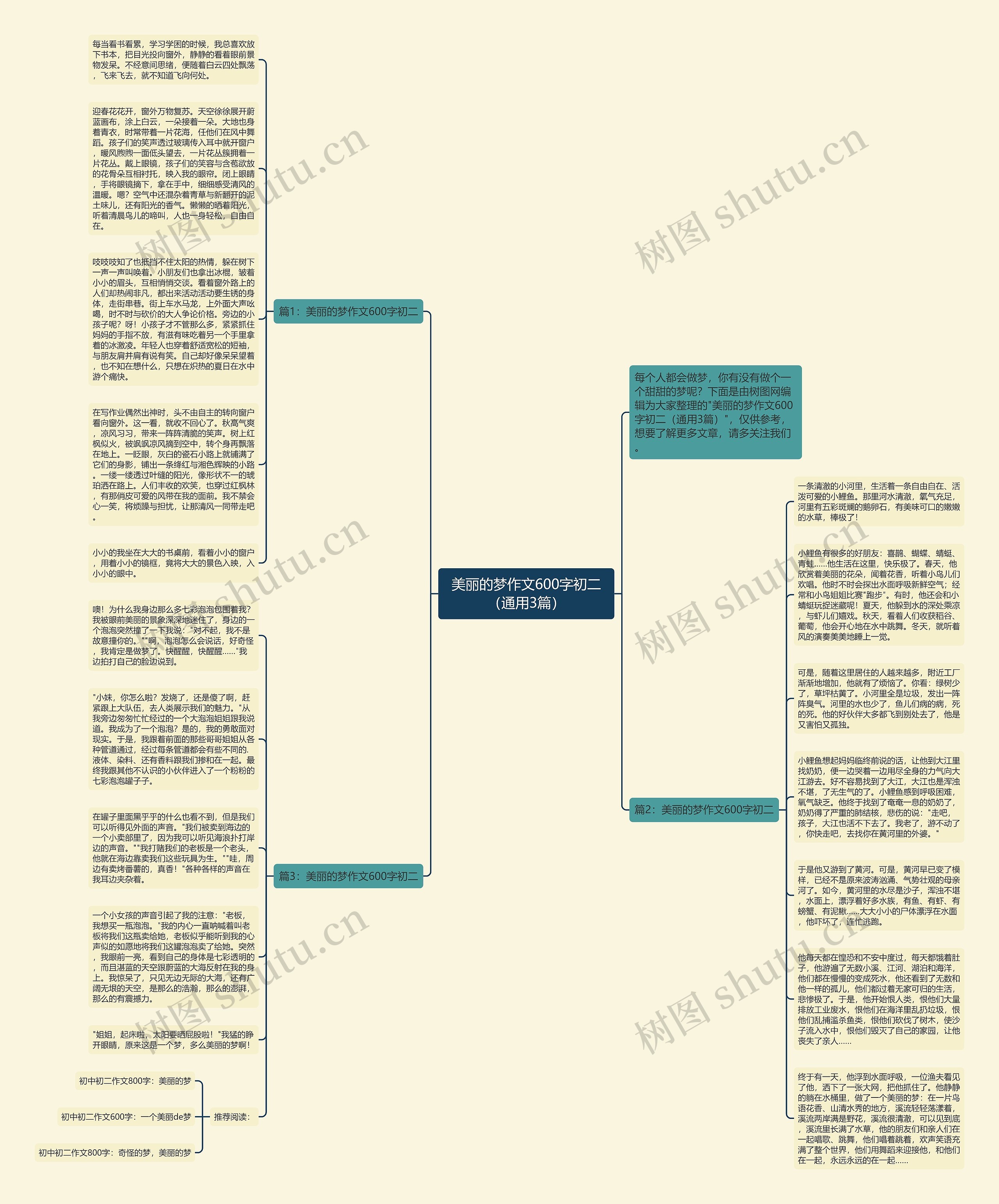 美丽的梦作文600字初二（通用3篇）思维导图