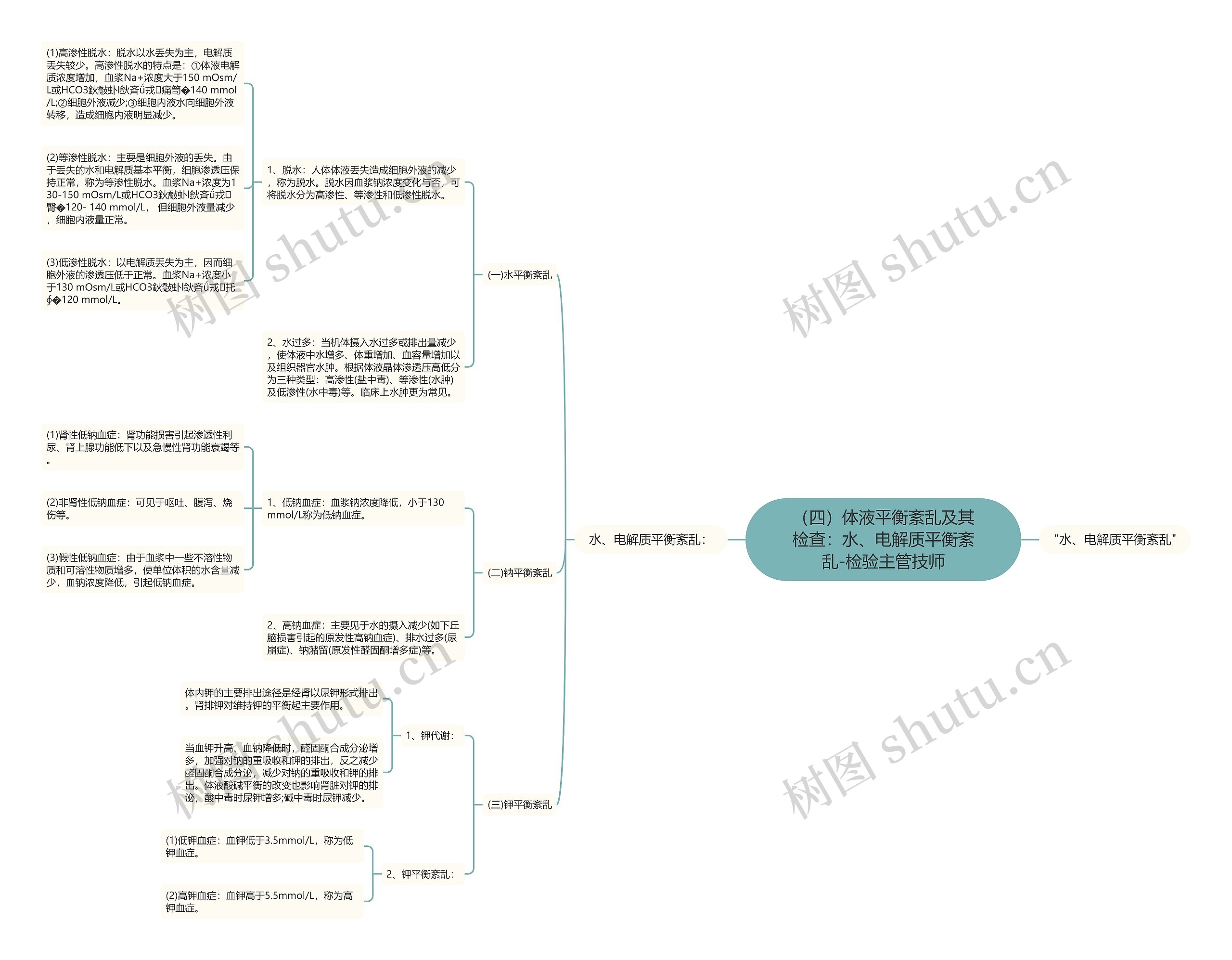 （四）体液平衡紊乱及其检查：水、电解质平衡紊乱-检验主管技师思维导图