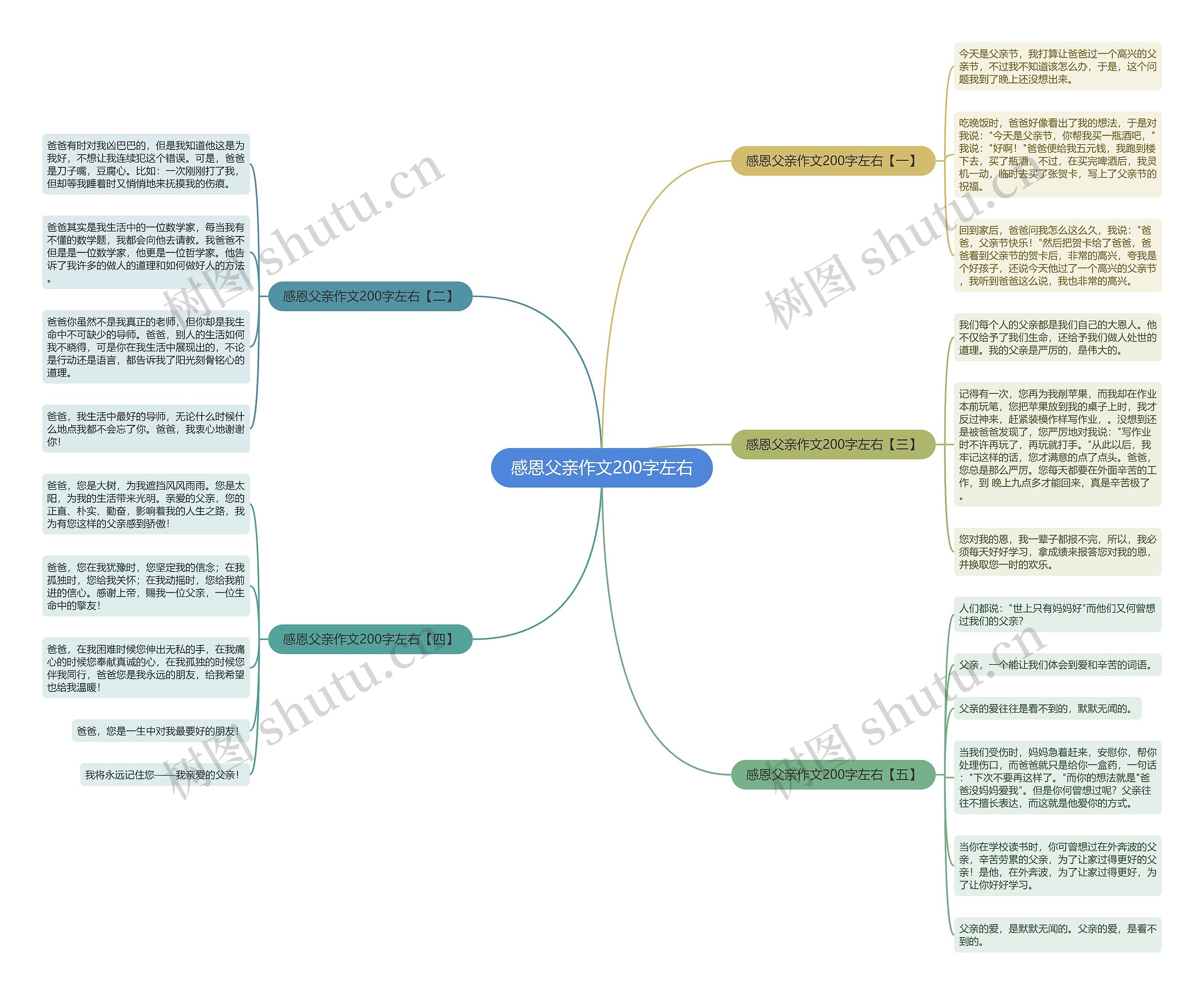 感恩父亲作文200字左右思维导图高清图 感恩父亲作文200字左右思维导图