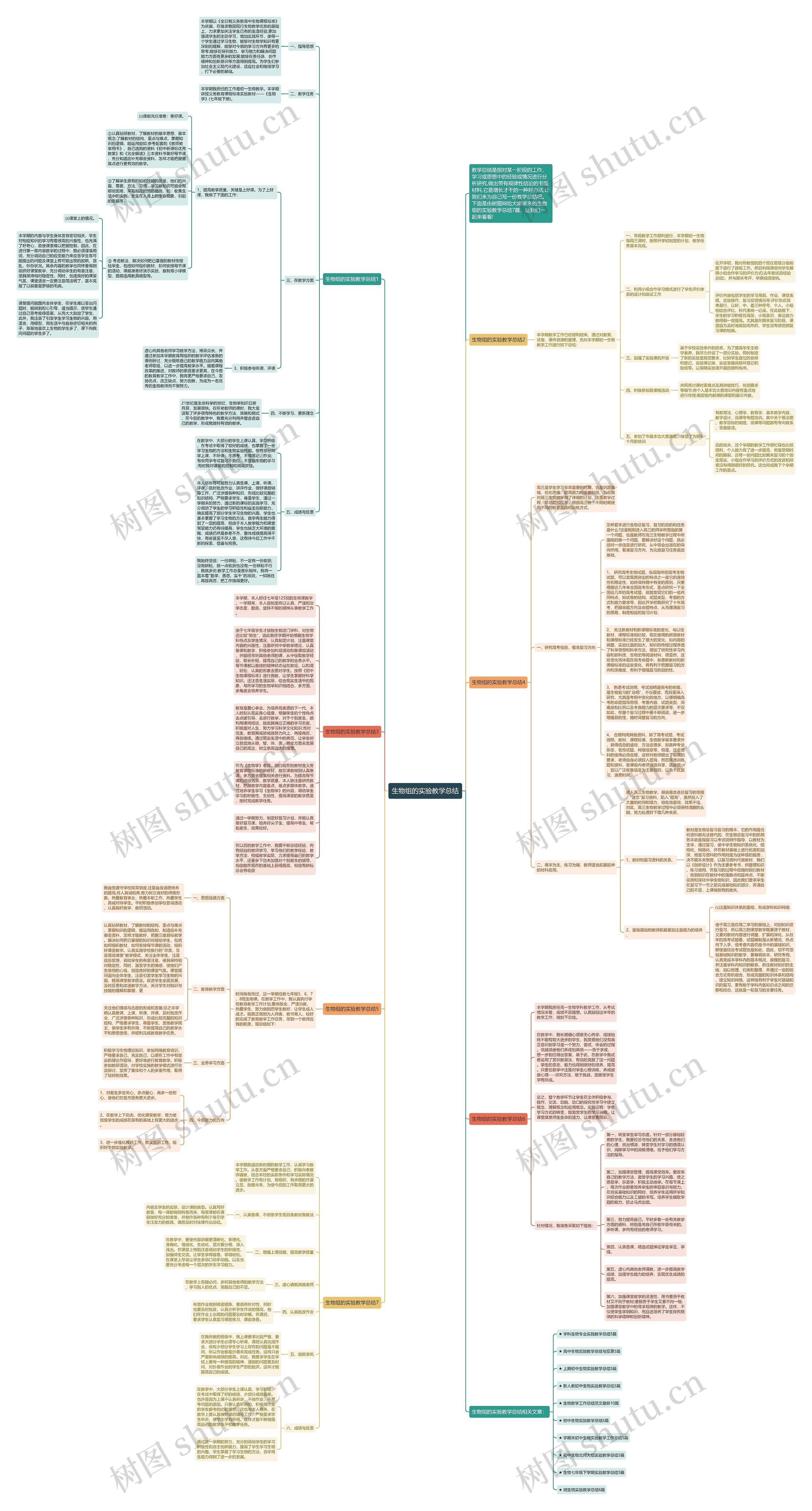 生物组的实验教学总结思维导图