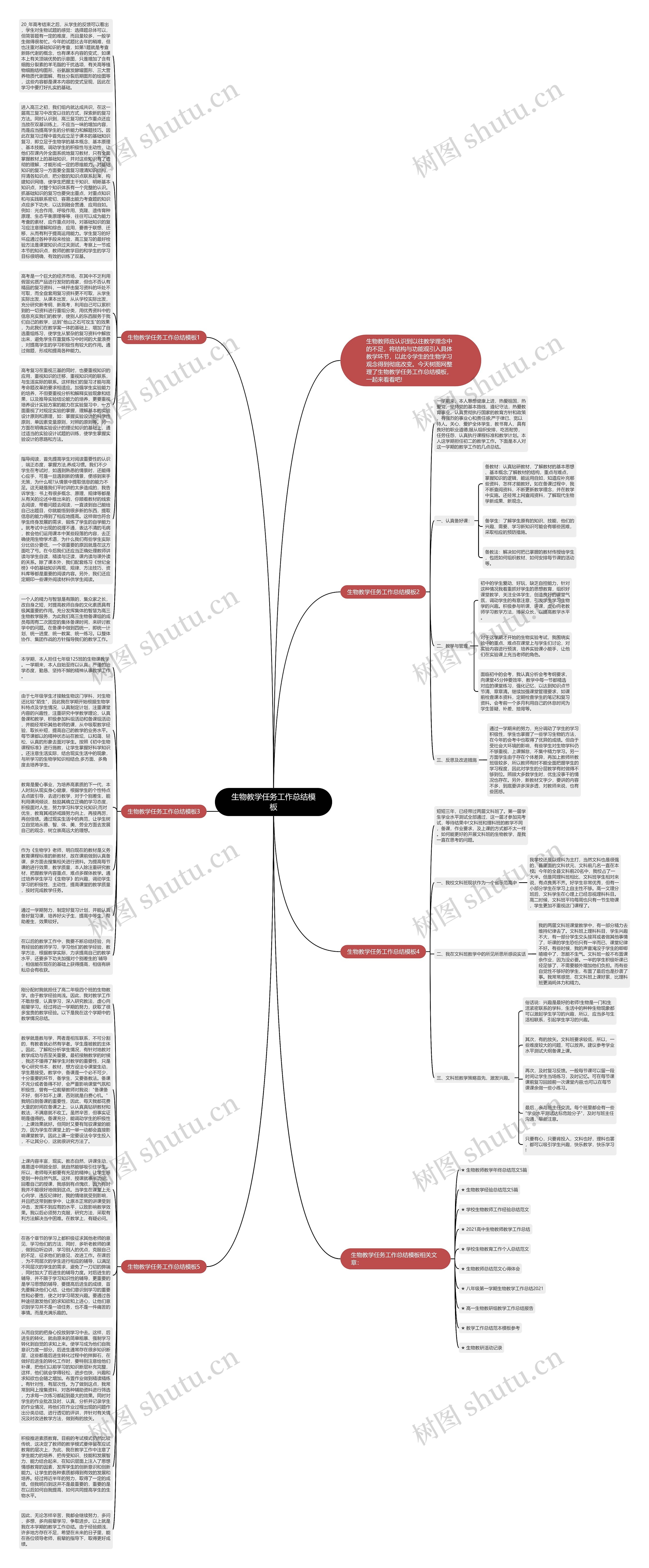 生物教学任务工作总结思维导图