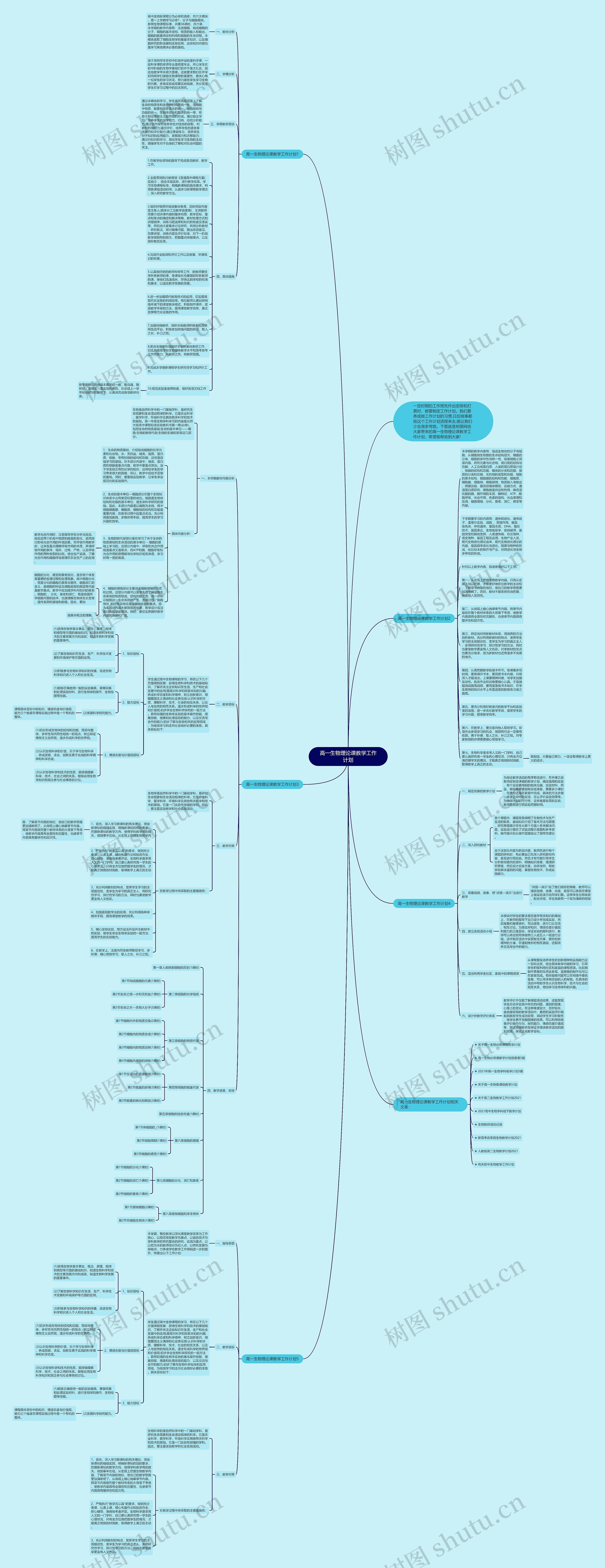 高一生物理论课教学工作计划思维导图