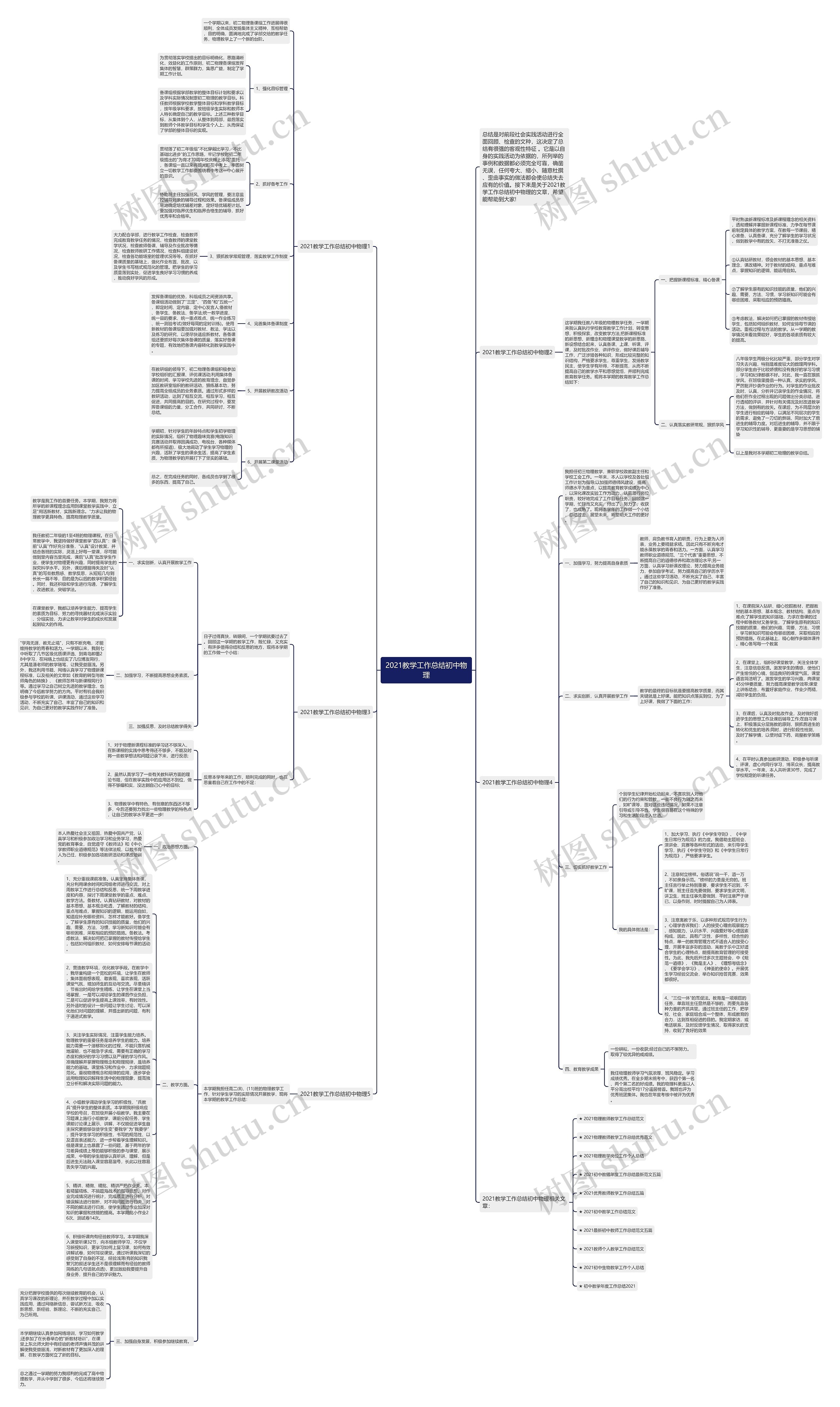 2021教学工作总结初中物理思维导图
