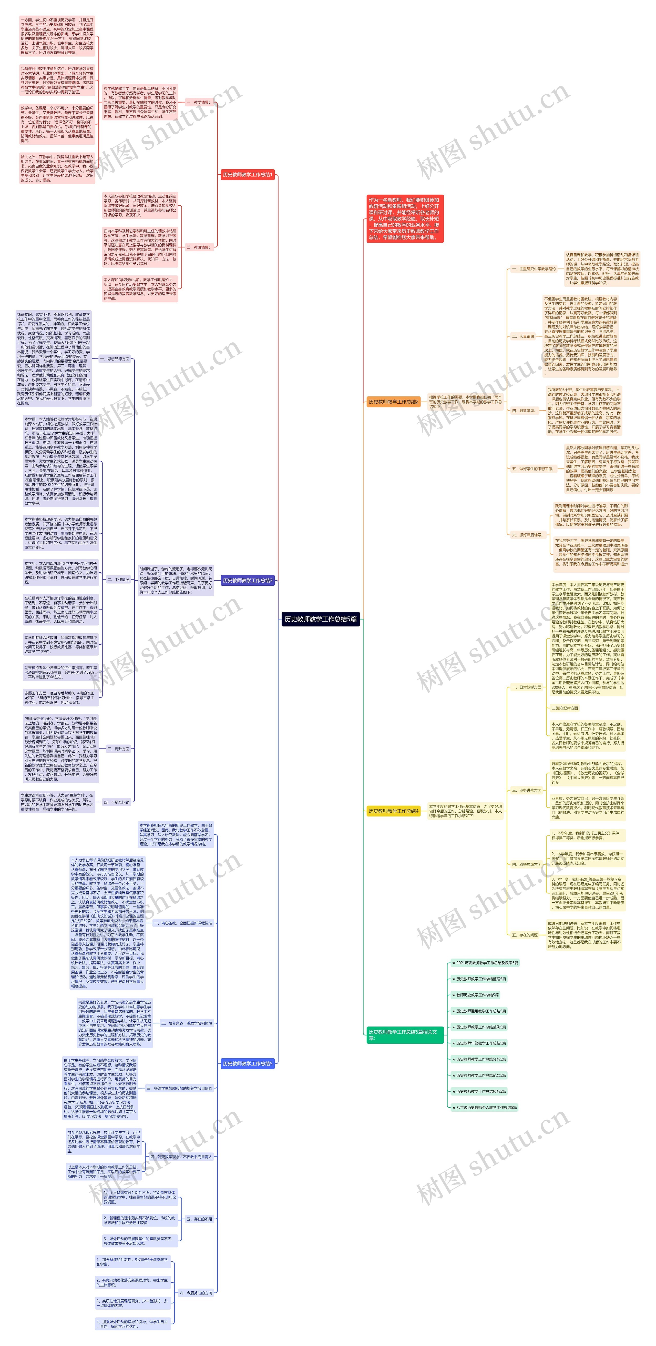 历史教师教学工作总结5篇思维导图