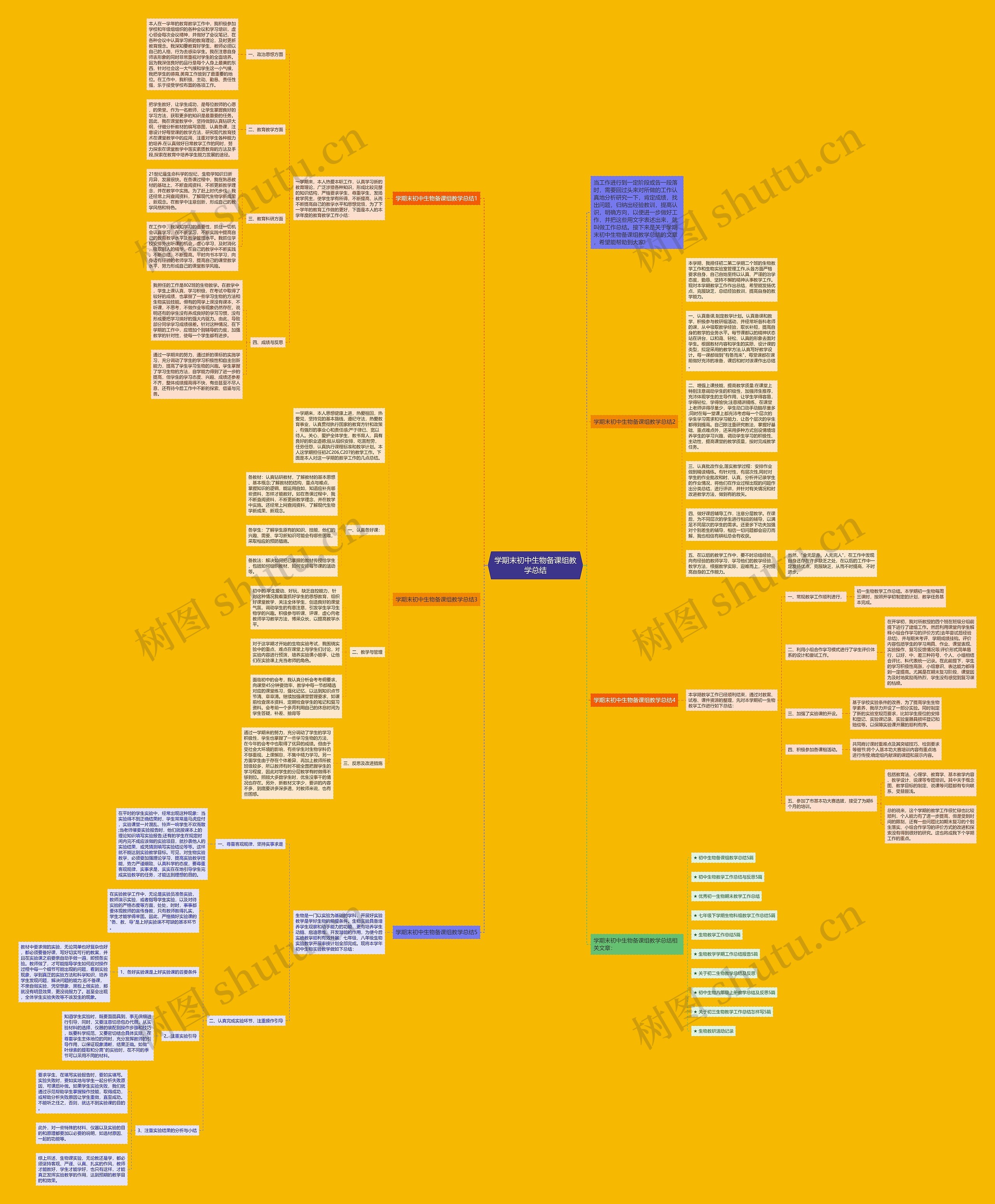 学期末初中生物备课组教学总结思维导图