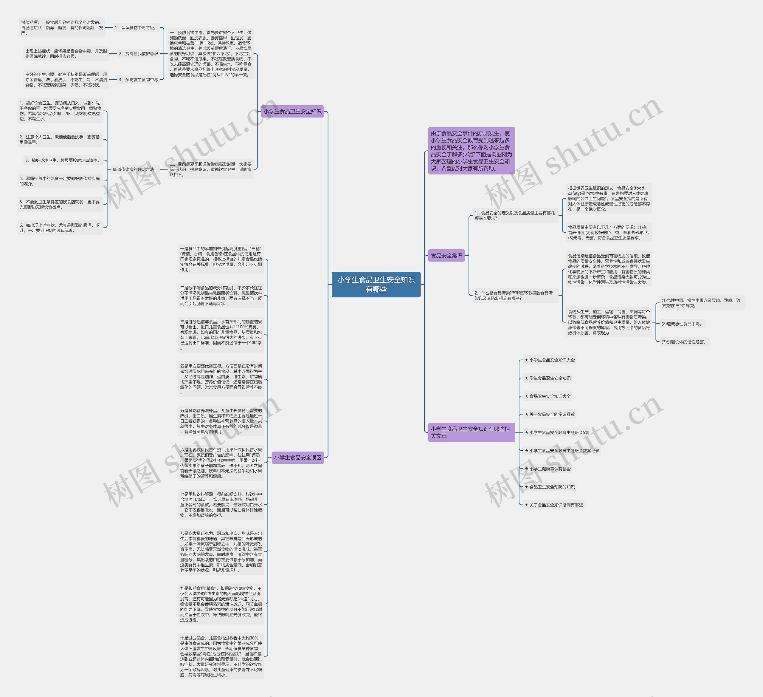 小学生食品卫生安全知识有哪些思维导图