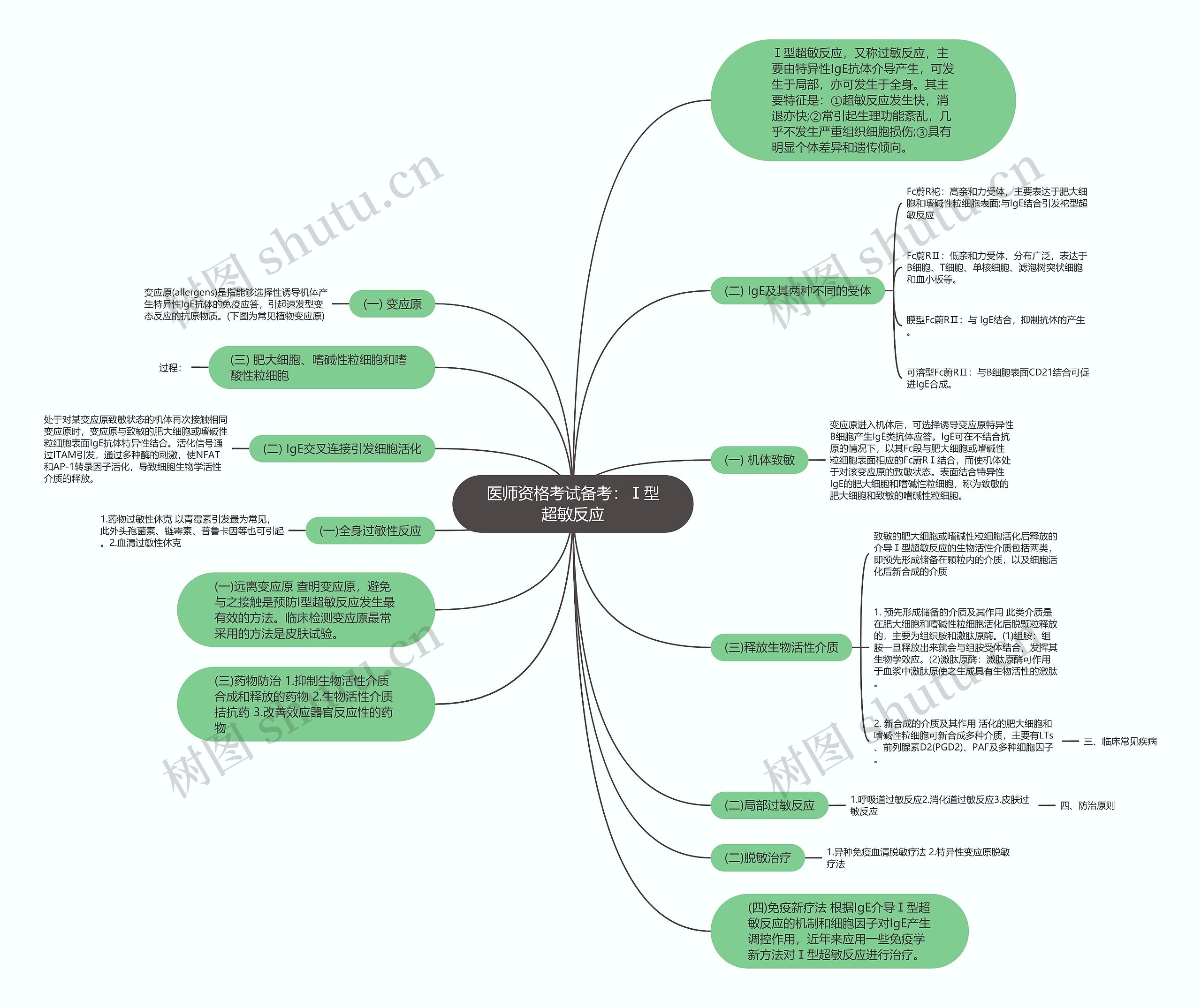 医师资格考试备考：Ⅰ型超敏反应思维导图