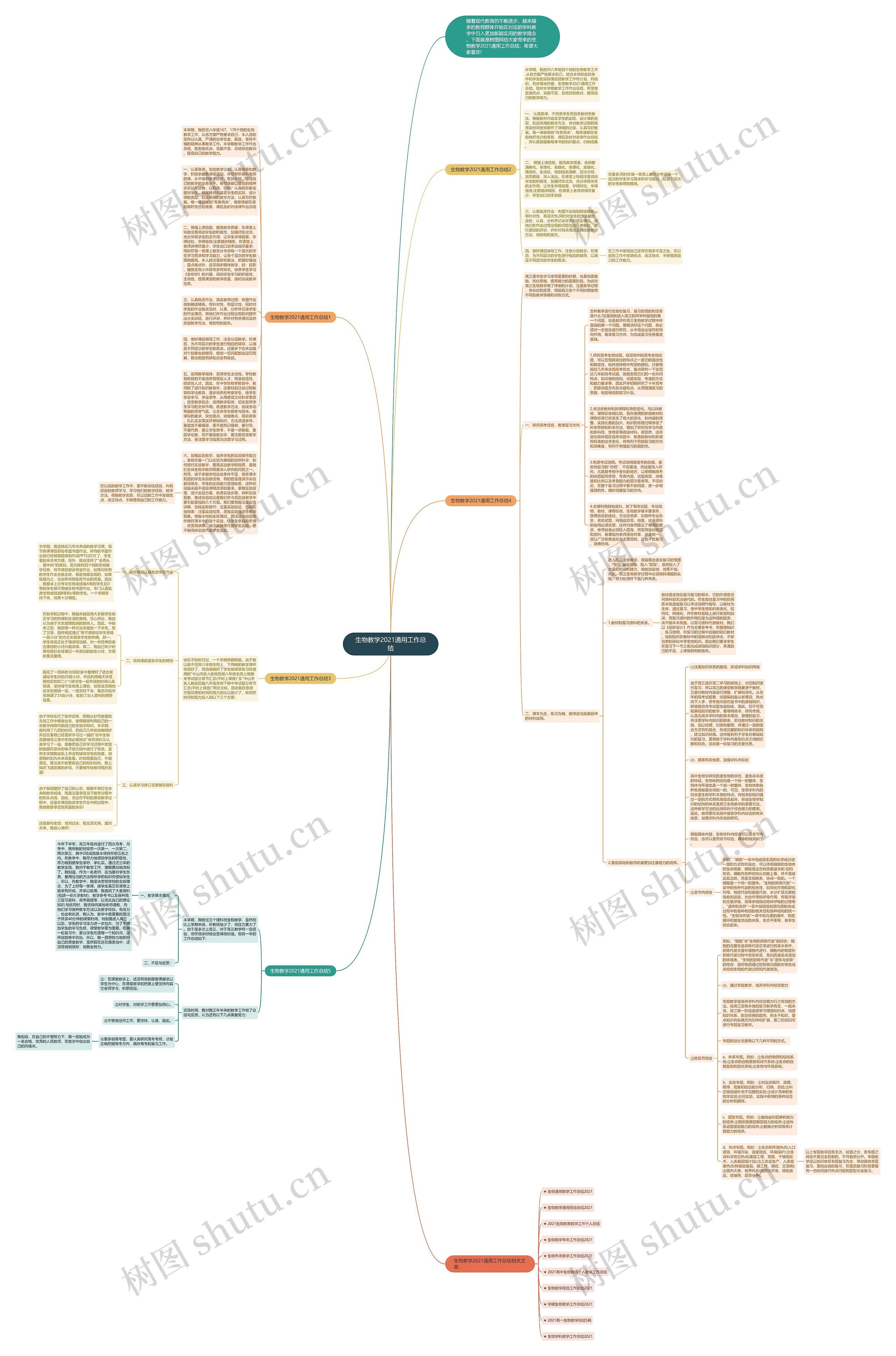 生物教学2021通用工作总结思维导图