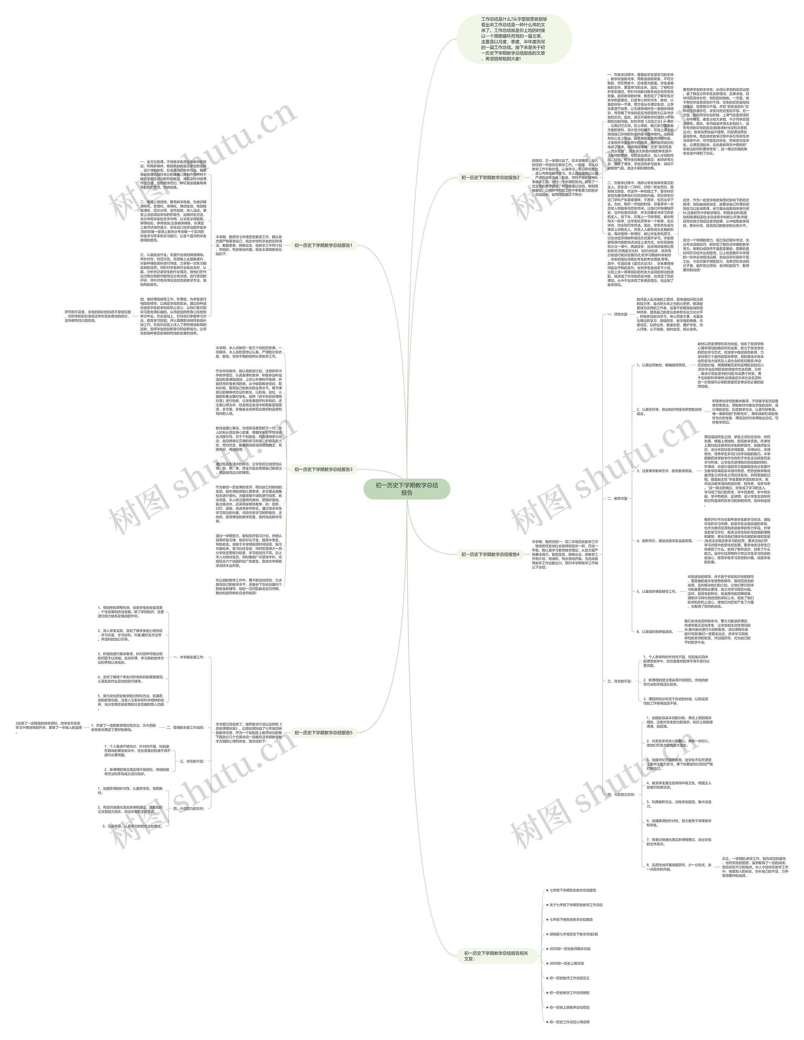 初一历史下学期教学总结报告思维导图