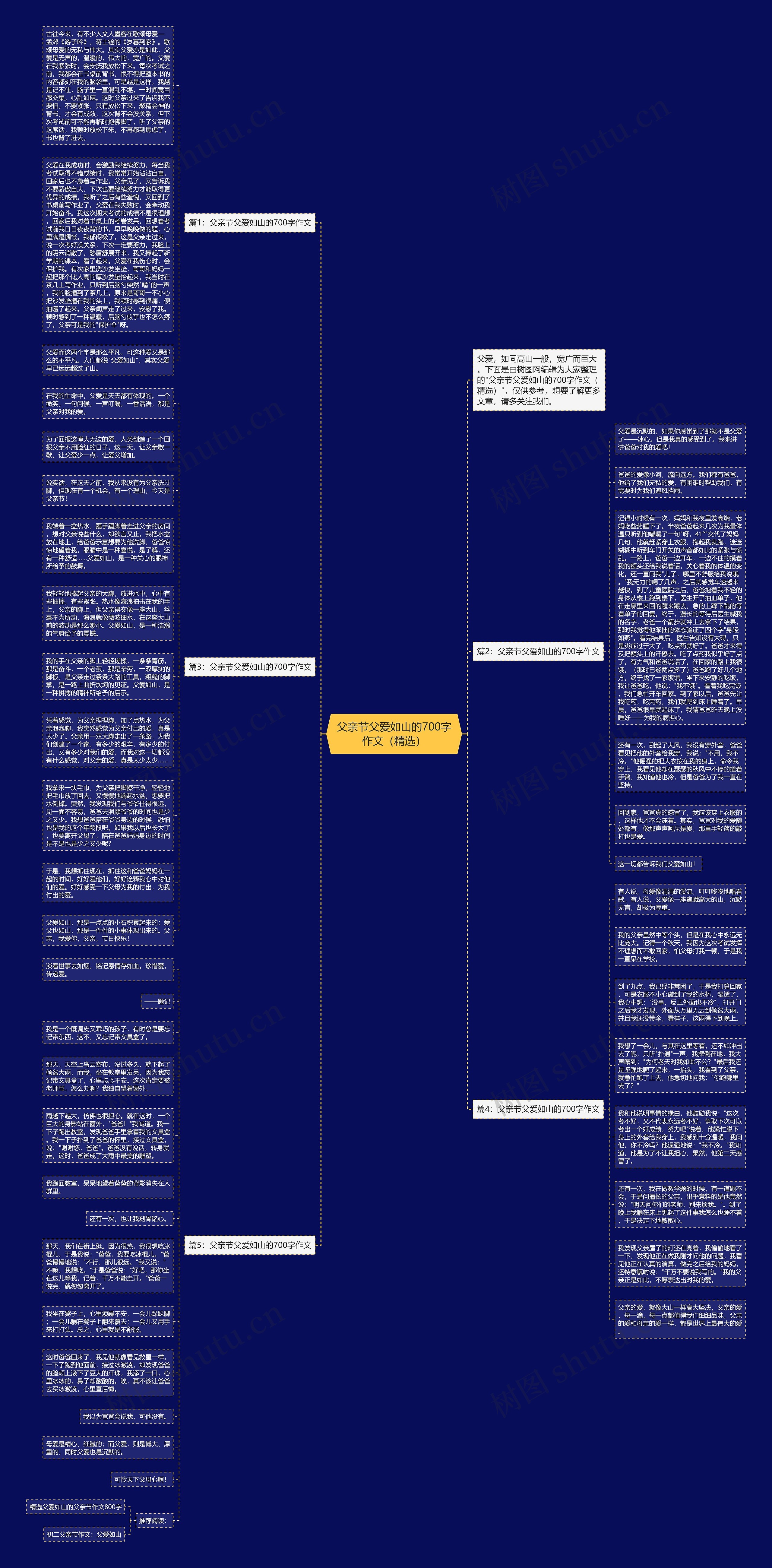 父亲节父爱如山的700字作文（精选）思维导图